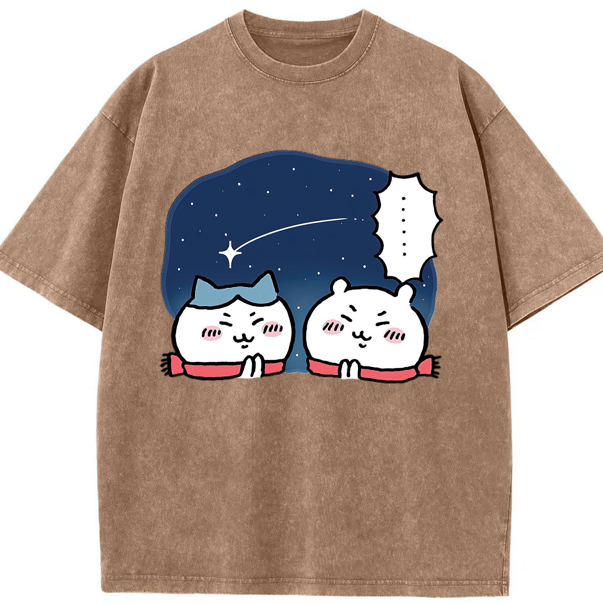 （画像用） ちいかわ ハチワレ Chii-kawa hachiware 綿100% ヴィンテージ風 半袖Tシャツ（フロントプリント）