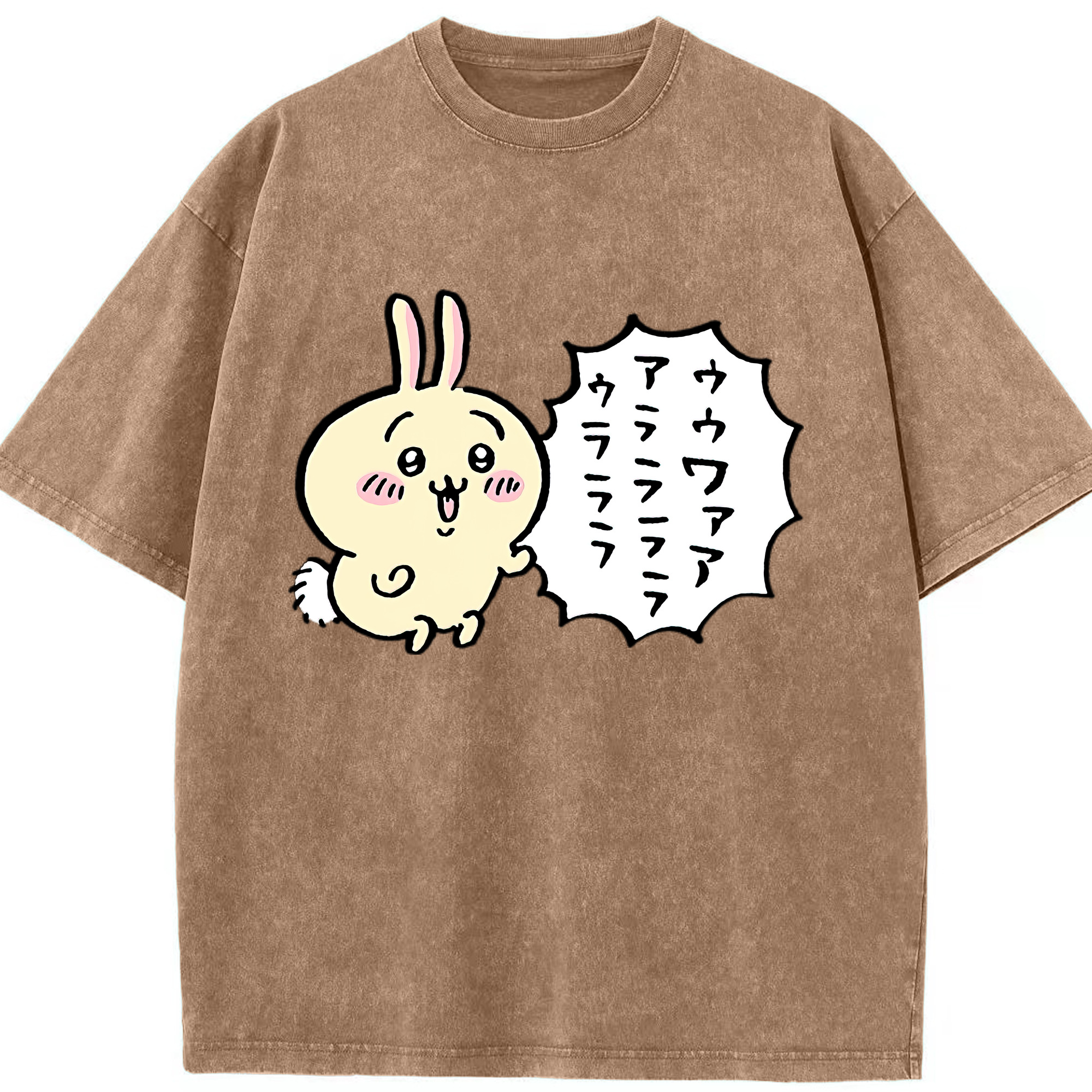 （画像用） ちいかわ うさぎ Chii-kawa usagi 綿100% ヴィンテージ風 半袖Tシャツ（フロントプリント）
