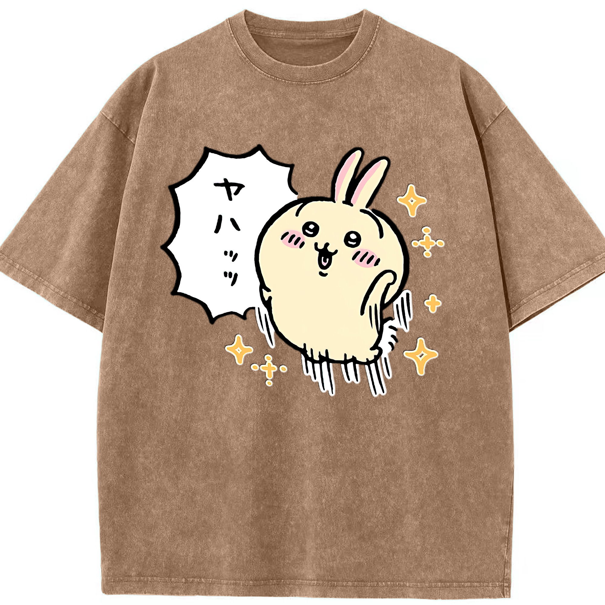 （画像用） ちいかわ うさぎ Chii-kawa usagi 綿100% ヴィンテージ風 半袖Tシャツ（フロントプリント）