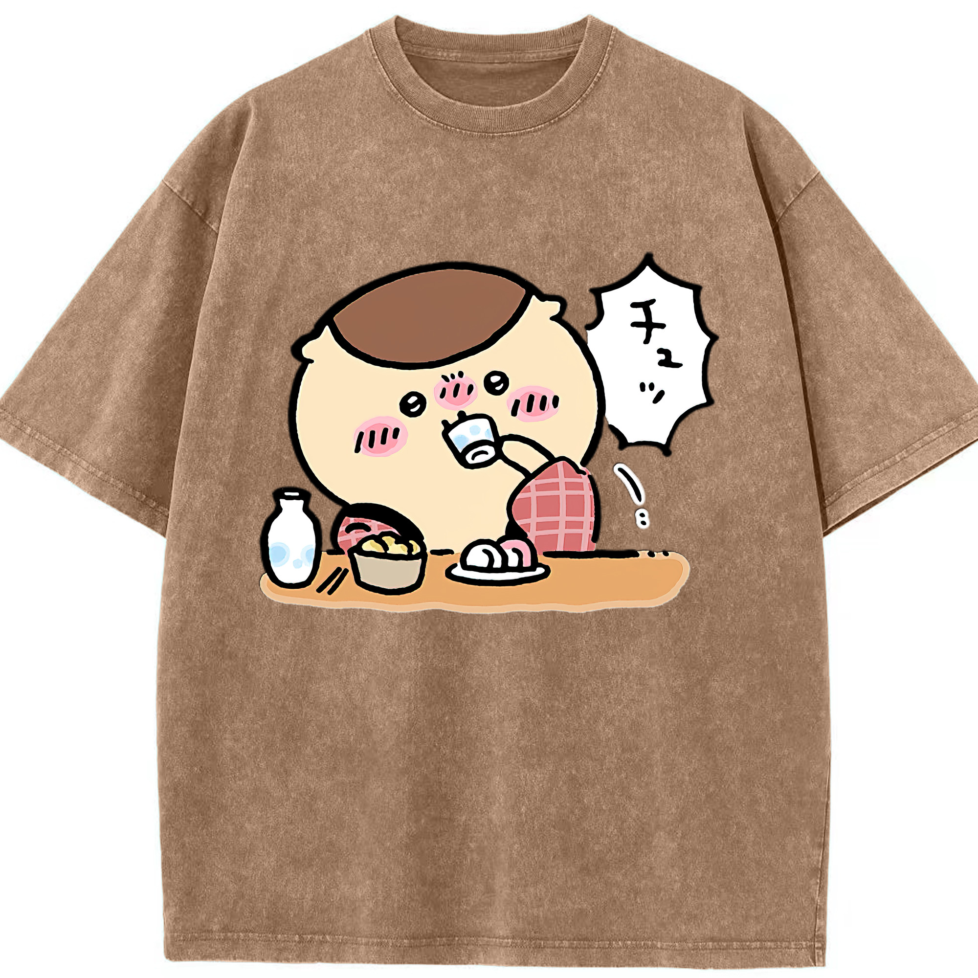（画像用） ちいかわ くりまんじゅう Chii-kawa kuri manjū 綿100% ヴィンテージ風 半袖Tシャツ（フロントプリント）