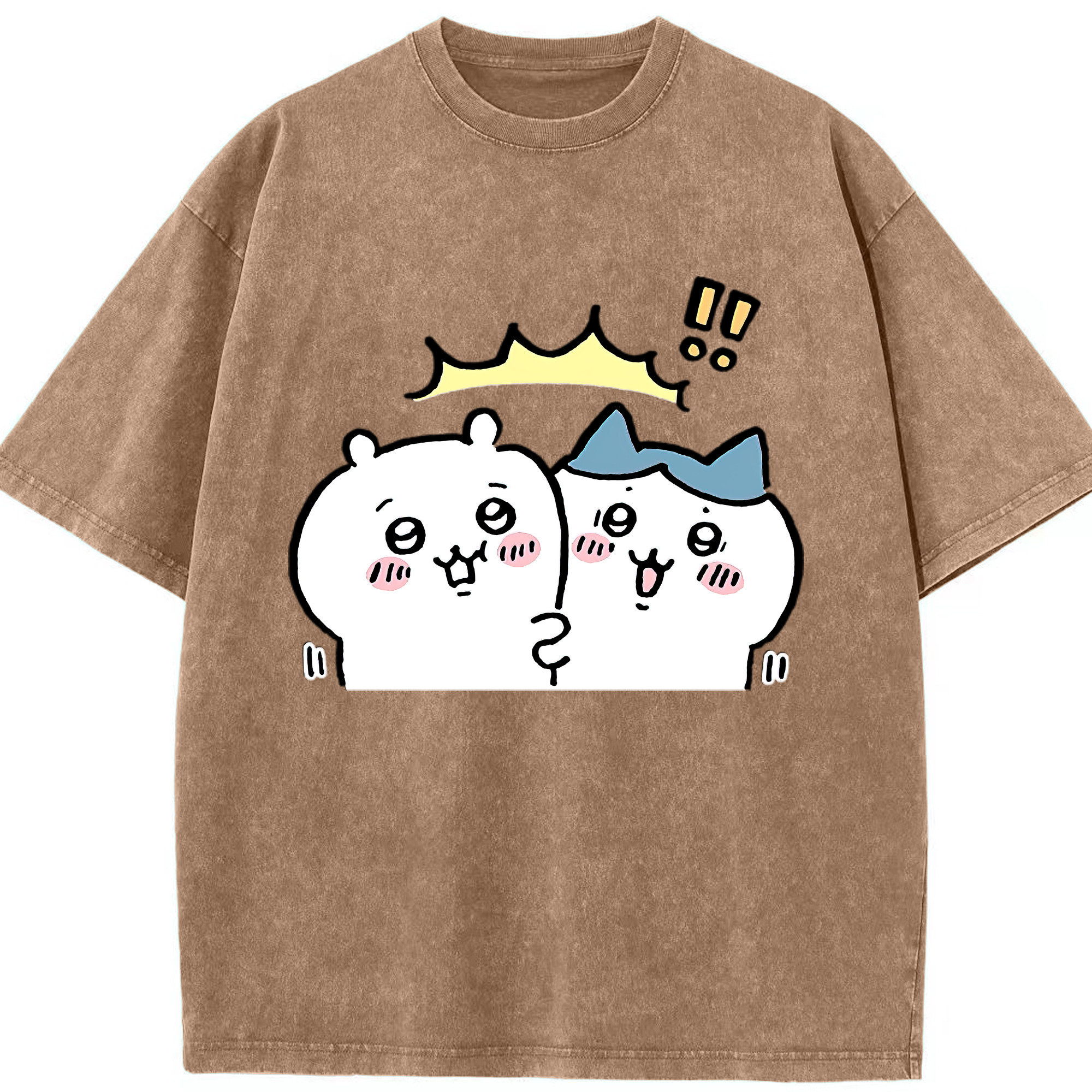 （画像用） ちいかわ ハチワレ Chii-kawa hachiware 綿100% ヴィンテージ風 半袖Tシャツ（フロントプリント）