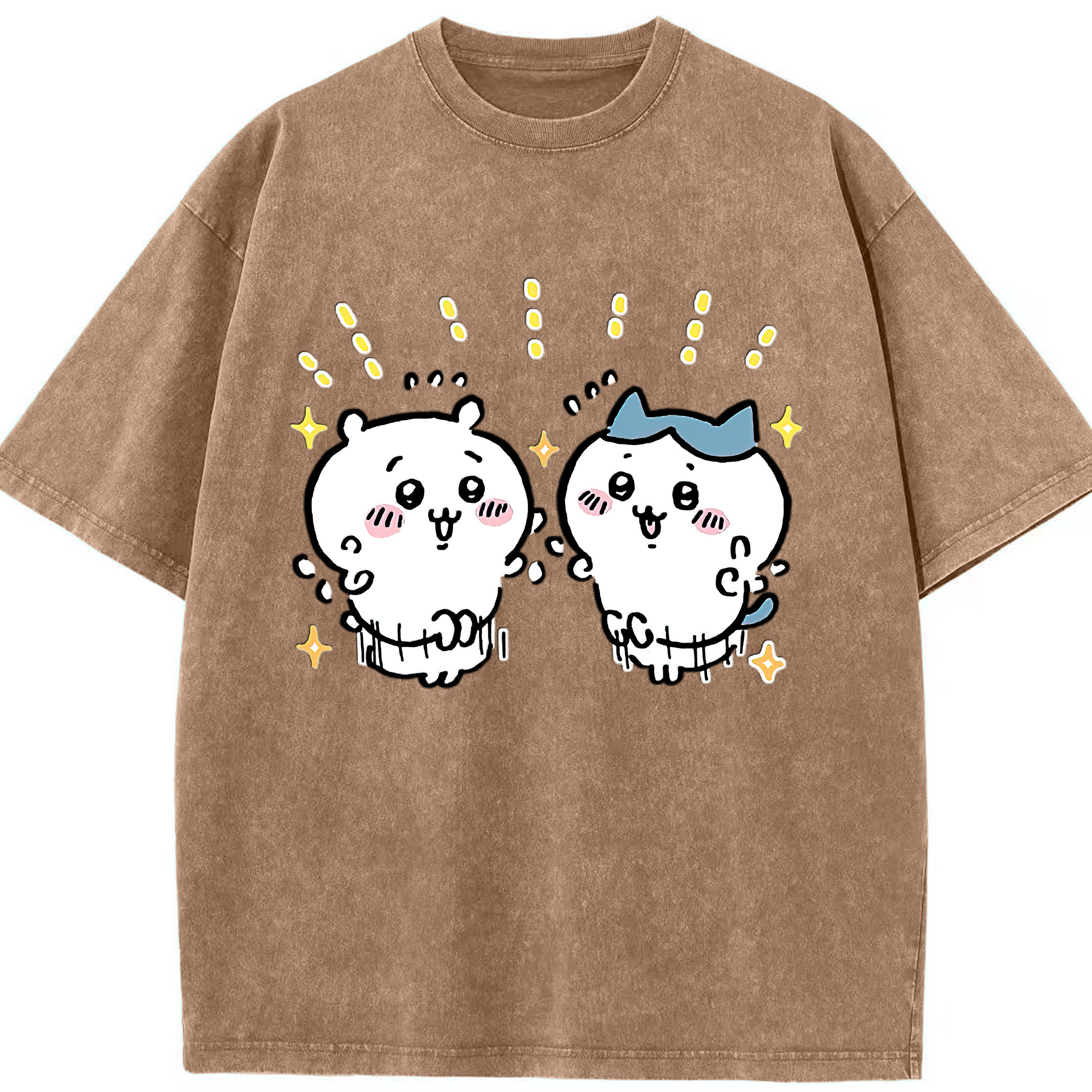 （画像用） ちいかわ ハチワレ Chii-kawa hachiware 綿100% ヴィンテージ風 半袖Tシャツ（フロントプリント）