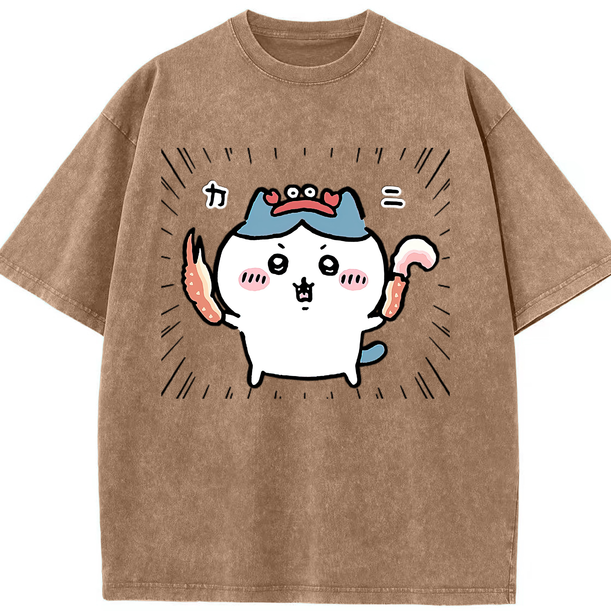 （画像用） ちいかわ ハチワレ Chii-kawa hachiware 綿100% ヴィンテージ風 半袖Tシャツ（フロントプリント）