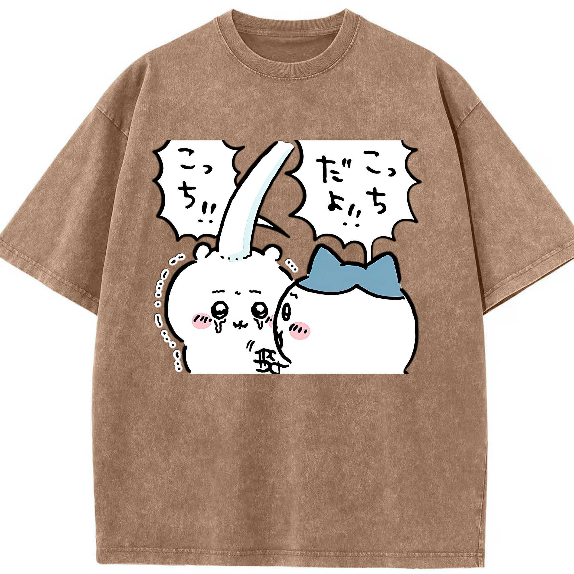 （画像用） ちいかわ ハチワレ Chii-kawa hachiware 綿100% ヴィンテージ風 半袖Tシャツ（フロントプリント）