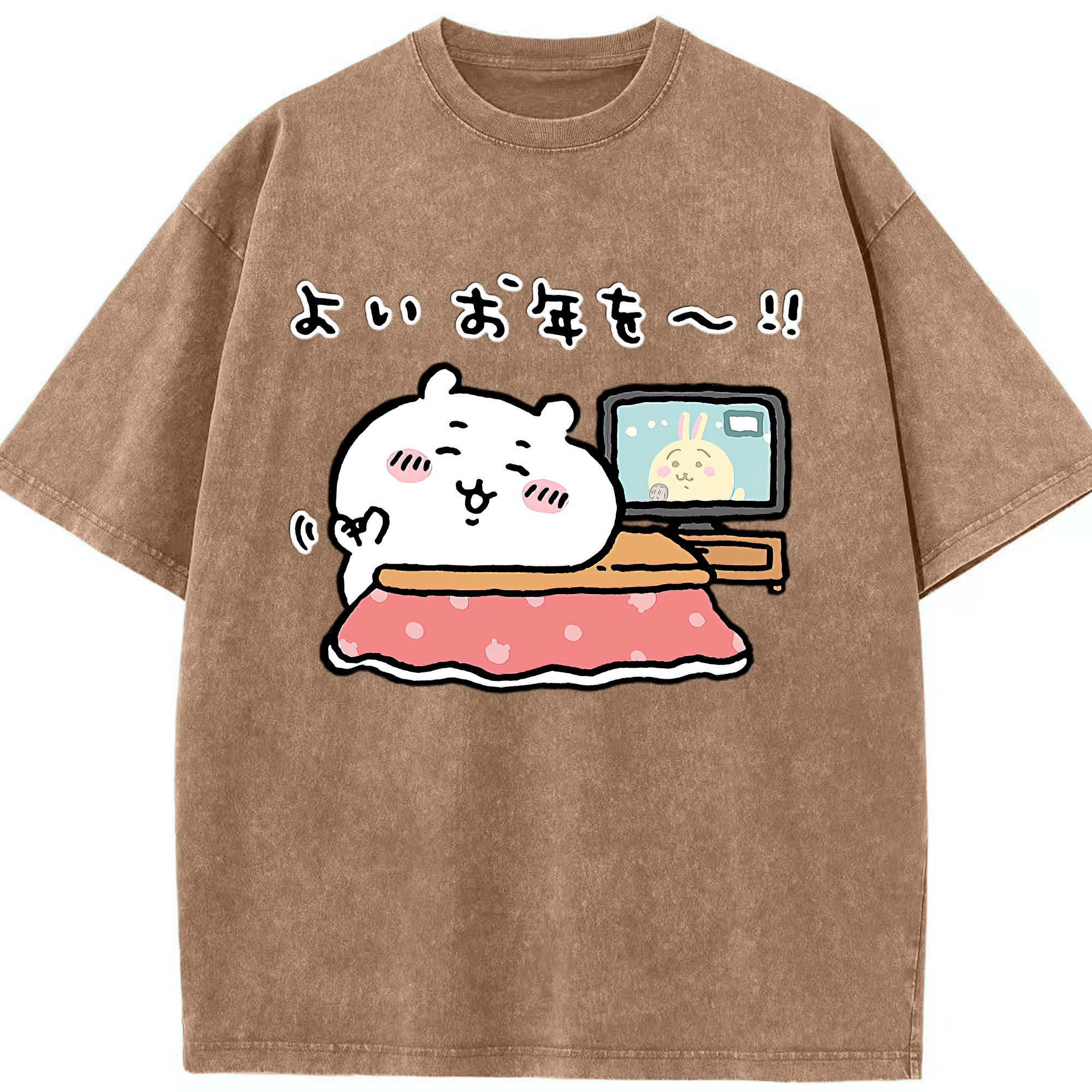 （画像用） ちいかわ ちいかわ Chii-kawa chiikawa 綿100% ヴィンテージ風 半袖Tシャツ（フロントプリント）