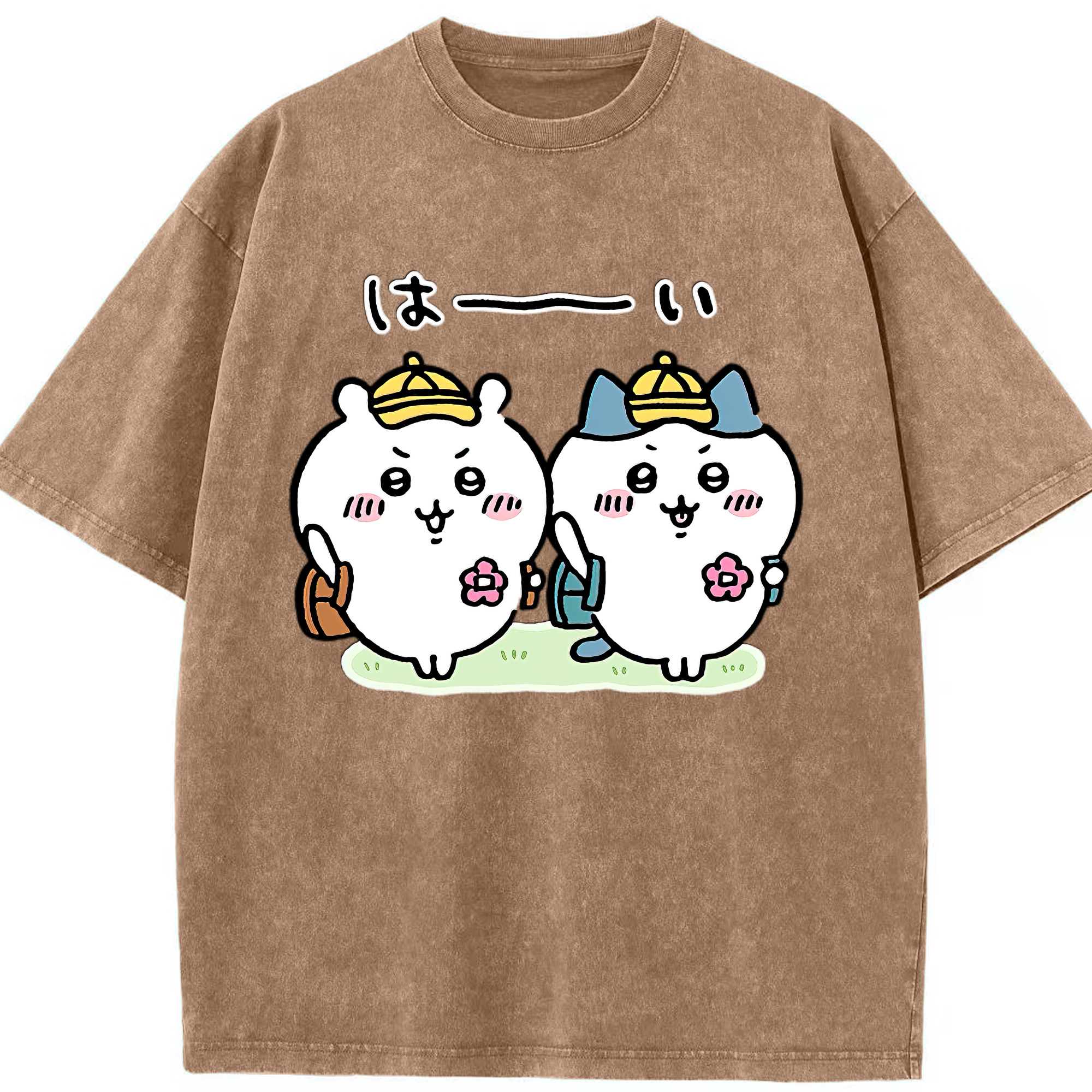 （画像用） ちいかわ ハチワレ Chii-kawa hachiware 綿100% ヴィンテージ風 半袖Tシャツ（フロントプリント）