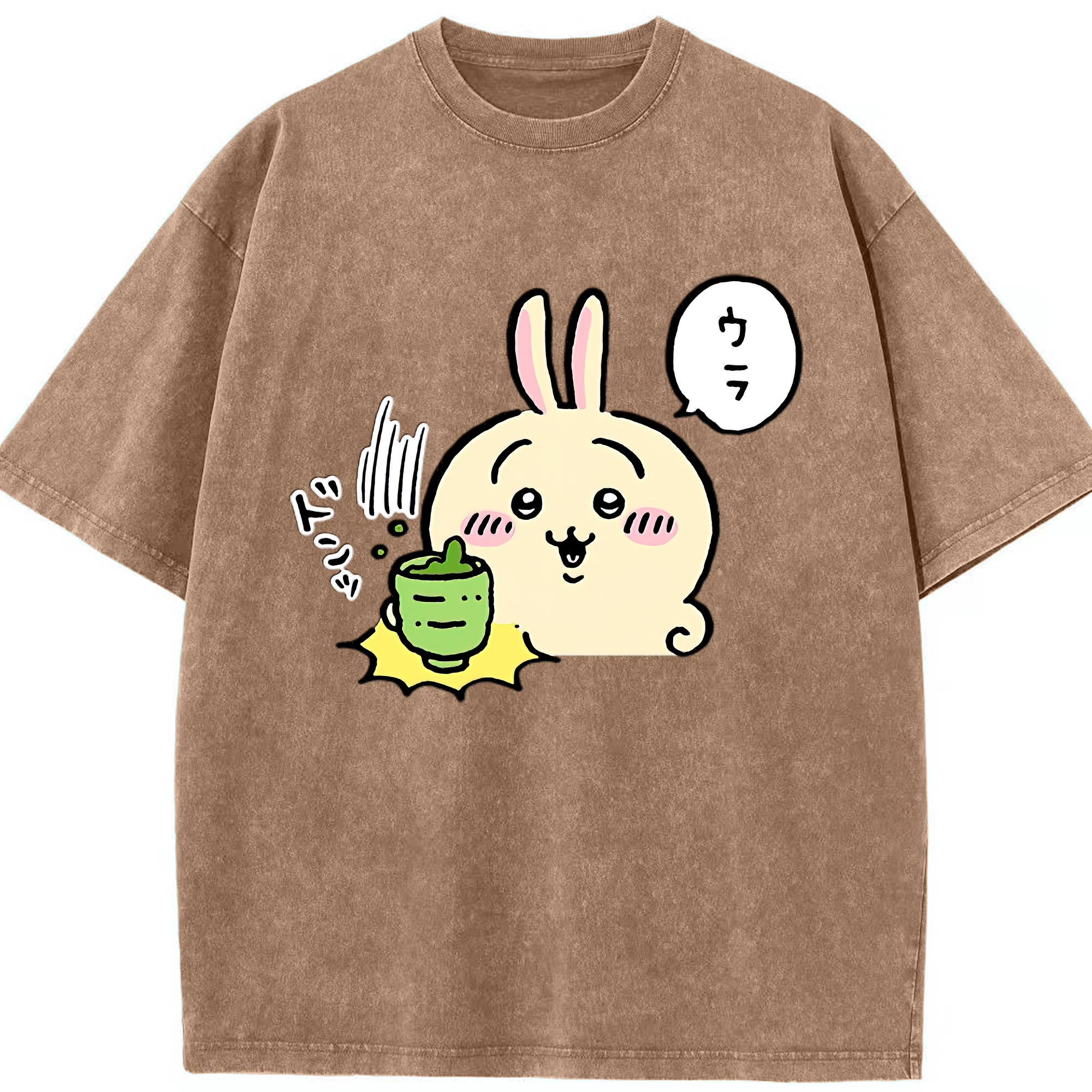 （画像用） ちいかわ うさぎ Chii-kawa usagi 綿100% ヴィンテージ風 半袖Tシャツ（フロントプリント）