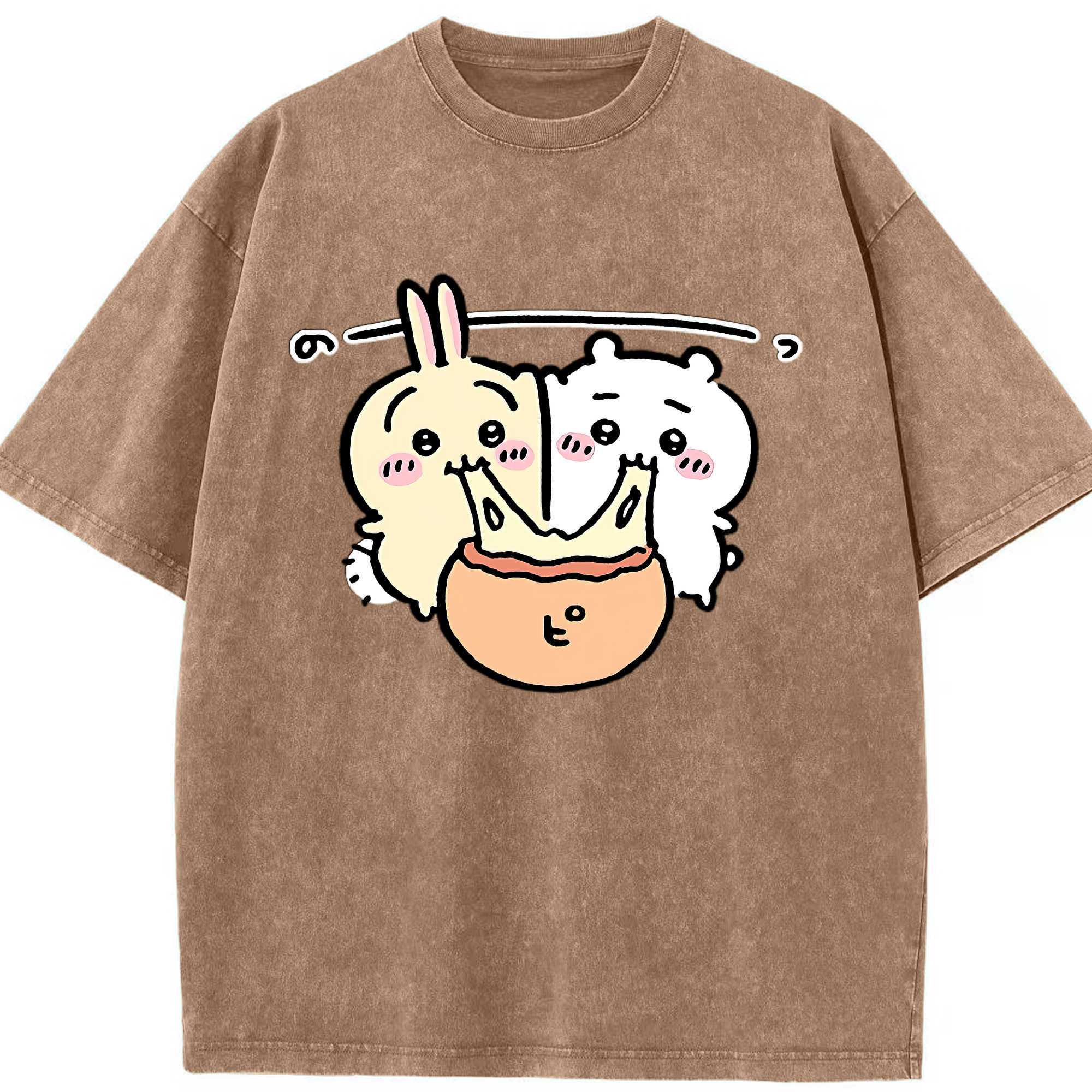 （画像用） ちいかわ うさぎ Chii-kawa usagi 綿100% ヴィンテージ風 半袖Tシャツ（フロントプリント）