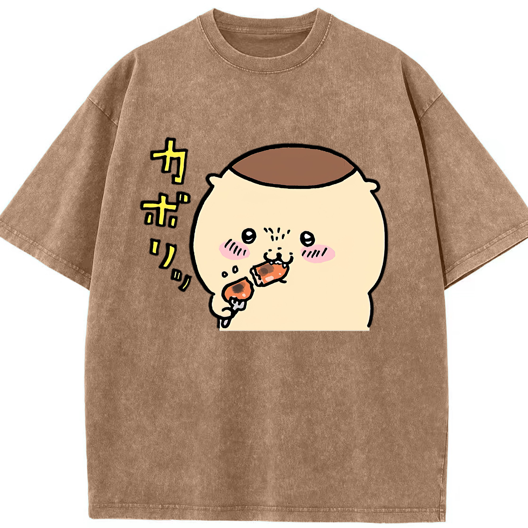 （画像用） ちいかわ くりまんじゅう Chii-kawa kuri manjū 綿100% ヴィンテージ風 半袖Tシャツ（フロントプリント）