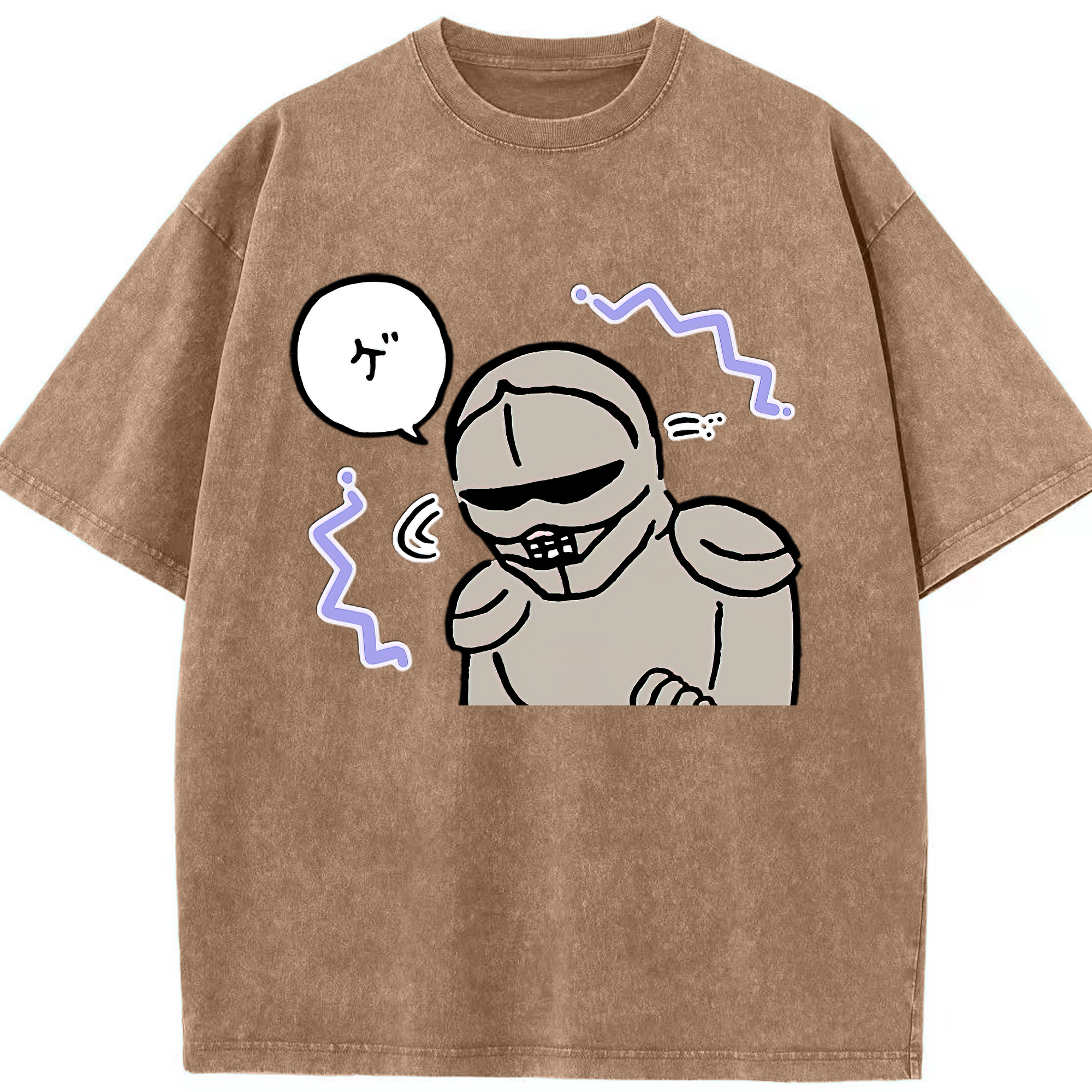 （画像用） ちいかわ 労働の鎧さん Chii-kawa Mr. Armor of Labor 綿100% ヴィンテージ風 半袖Tシャツ（フロントプリント）