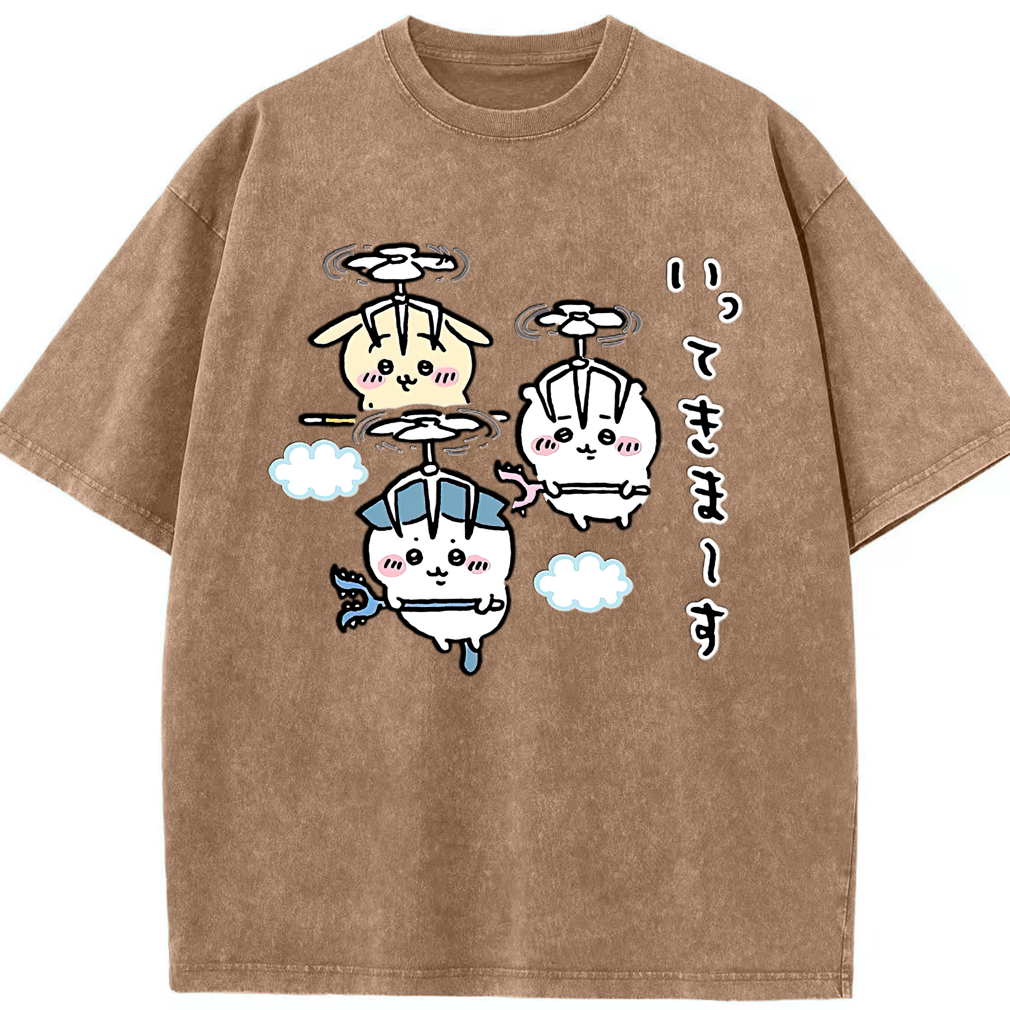 （画像用） ちいかわ ちいかわ Chii-kawa chiikawa 綿100% ヴィンテージ風 半袖Tシャツ（フロントプリント）
