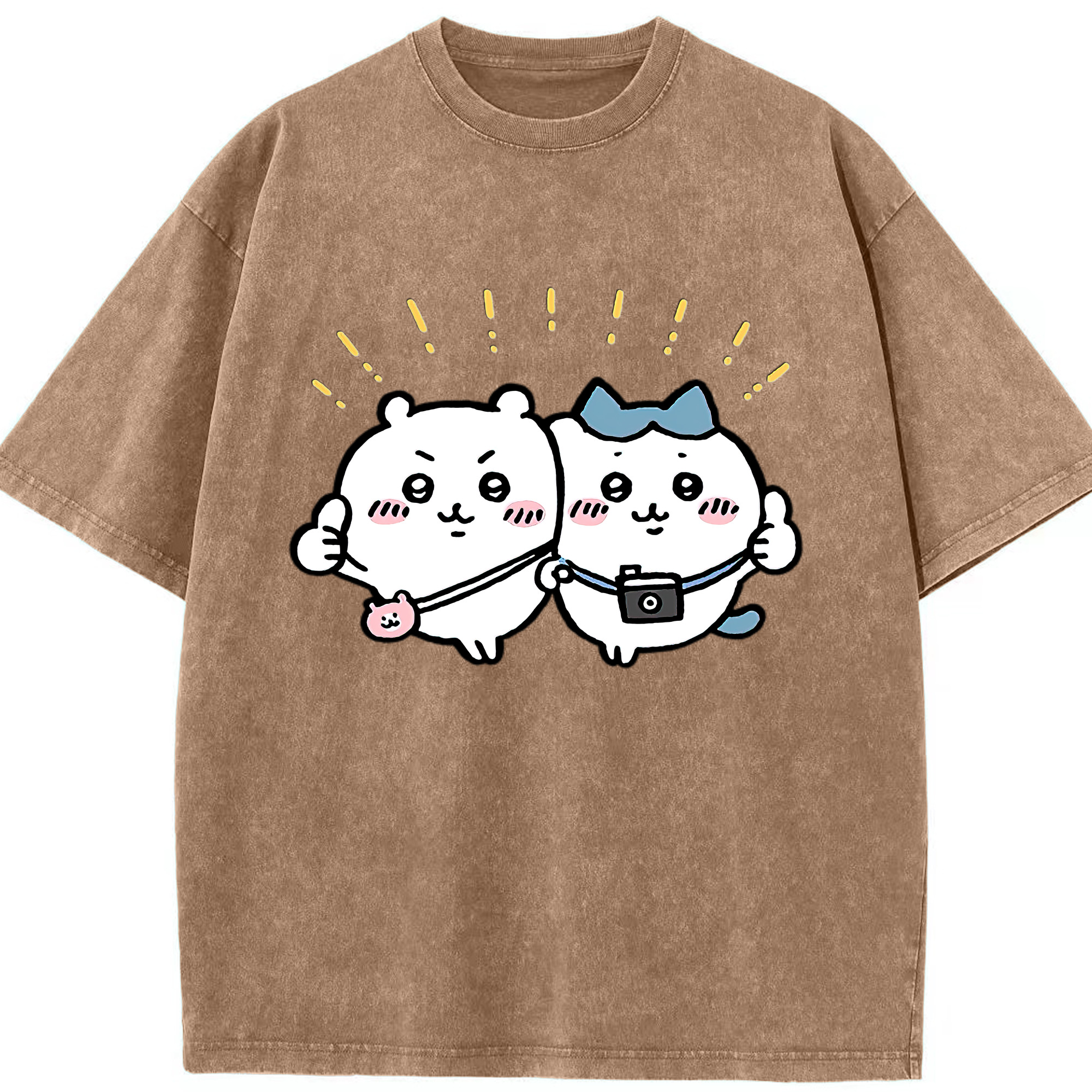 （画像用） ちいかわ ちいかわ Chii-kawa chiikawa 綿100% ヴィンテージ風 半袖Tシャツ（フロントプリント）