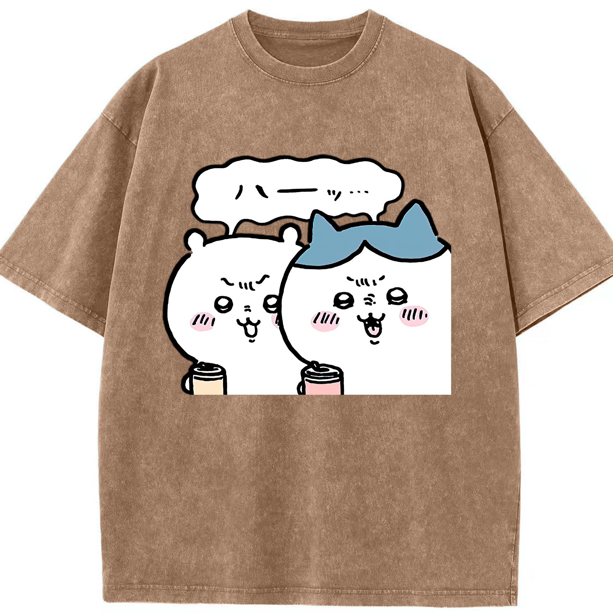 （画像用） ちいかわ ハチワレ Chii-kawa hachiware 綿100% ヴィンテージ風 半袖Tシャツ（フロントプリント）