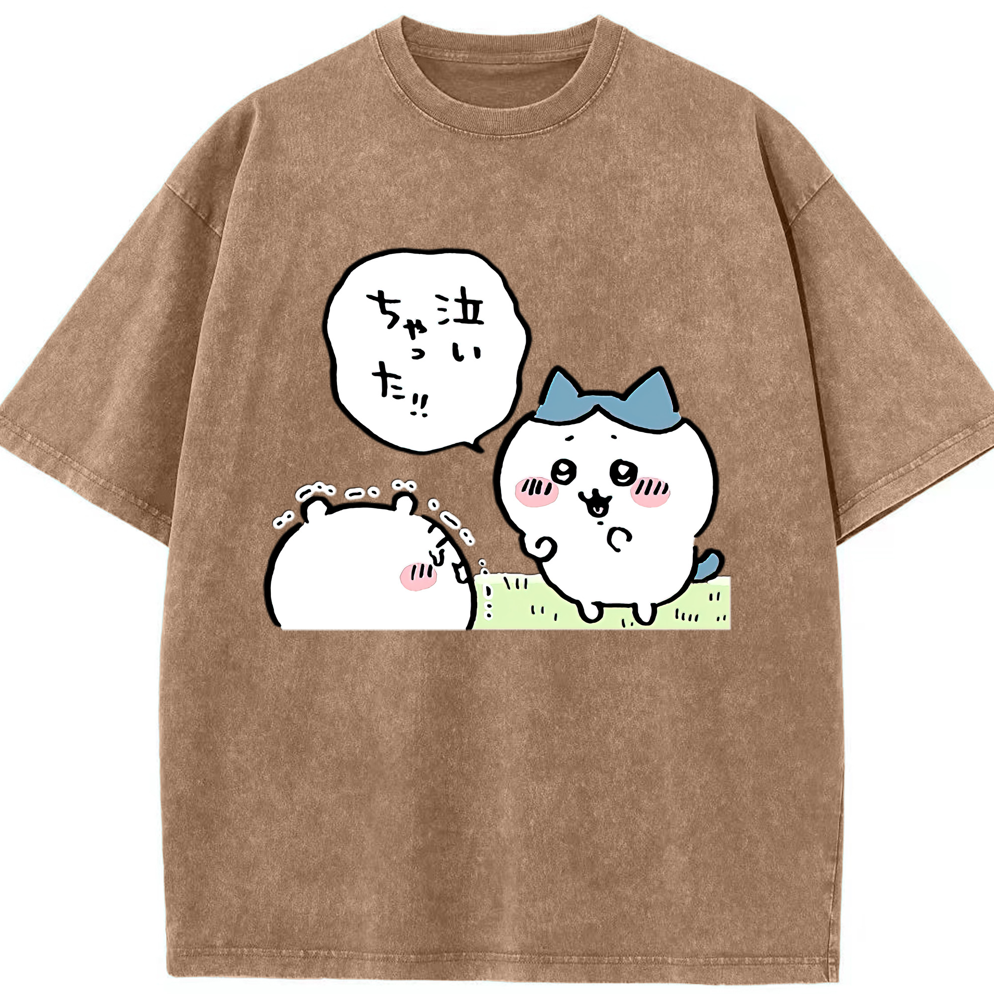 （画像用） ちいかわ ハチワレ Chii-kawa hachiware 綿100% ヴィンテージ風 半袖Tシャツ（フロントプリント）