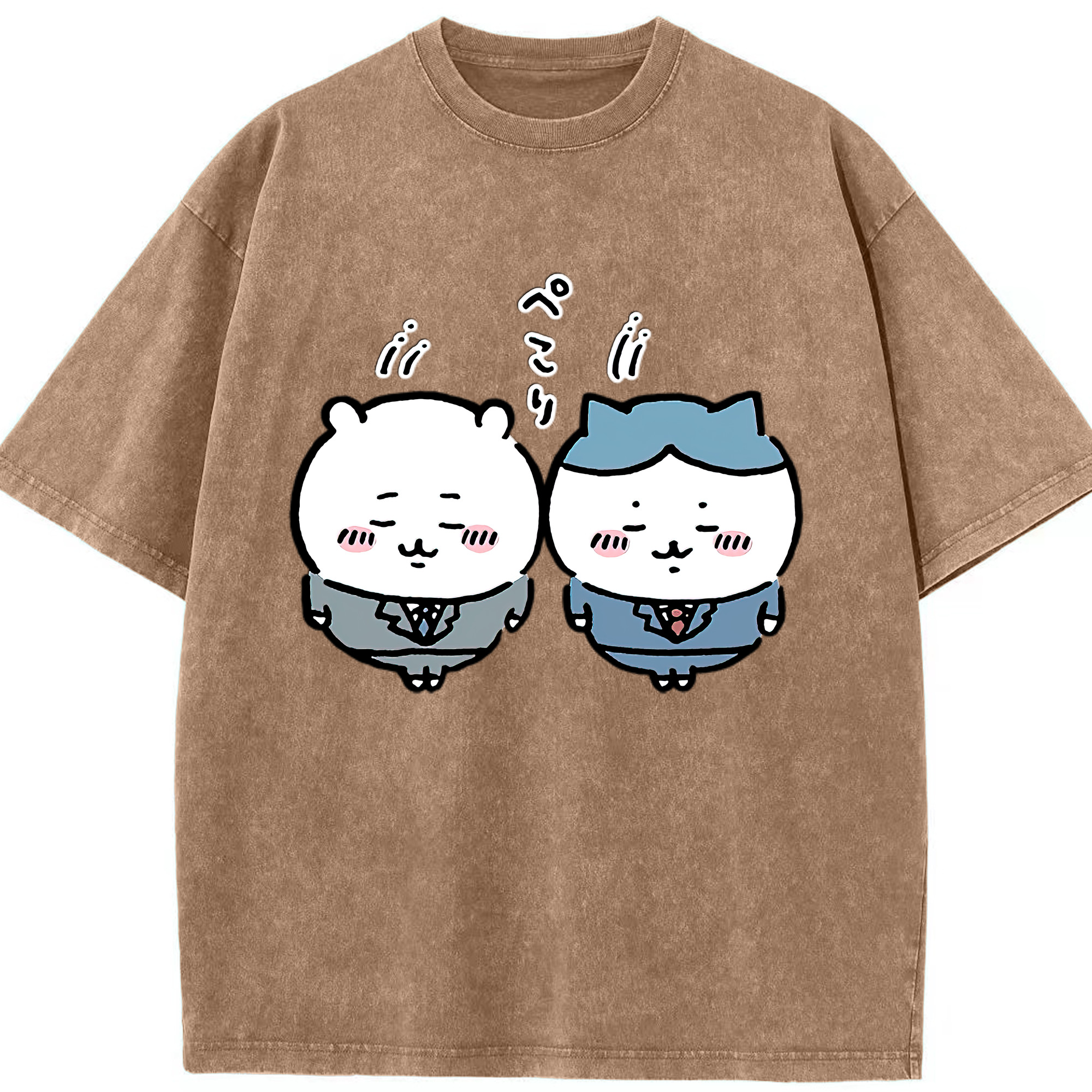 （画像用） ちいかわ ハチワレ Chii-kawa hachiware 綿100% ヴィンテージ風 半袖Tシャツ（フロントプリント）