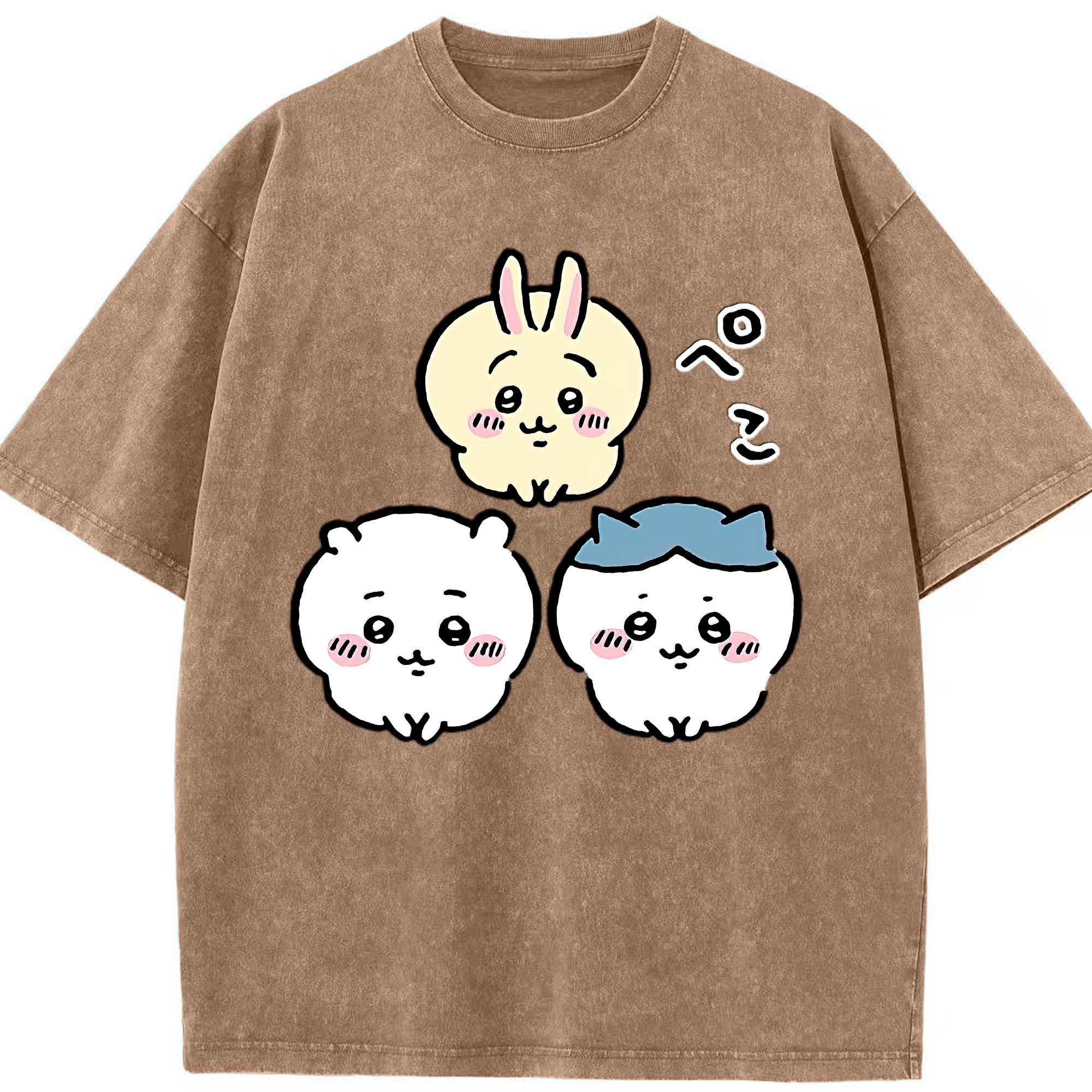 （画像用） ちいかわ うさぎ Chii-kawa usagi 綿100% ヴィンテージ風 半袖Tシャツ（フロントプリント）