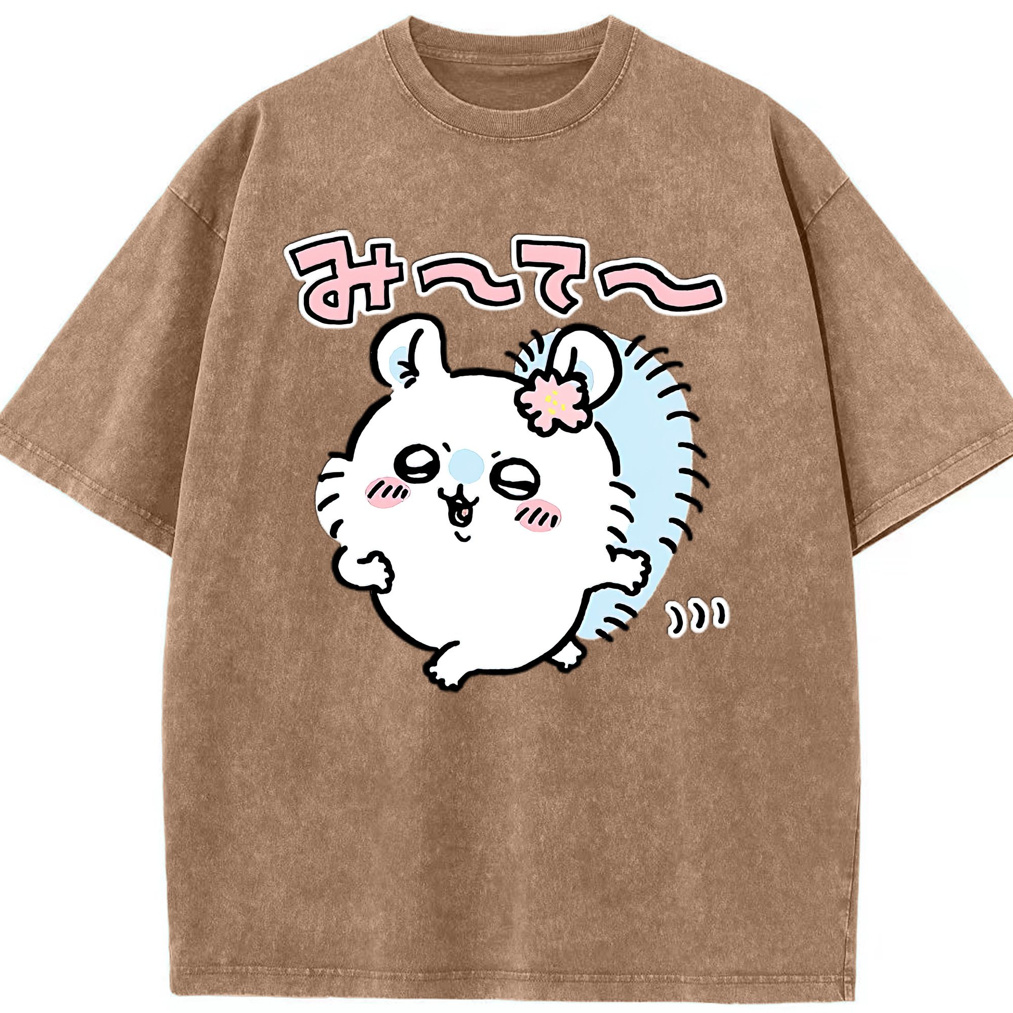 （画像用） ちいかわ モモンガ Chii-kawa Momonga 綿100% ヴィンテージ風 半袖Tシャツ（フロントプリント）