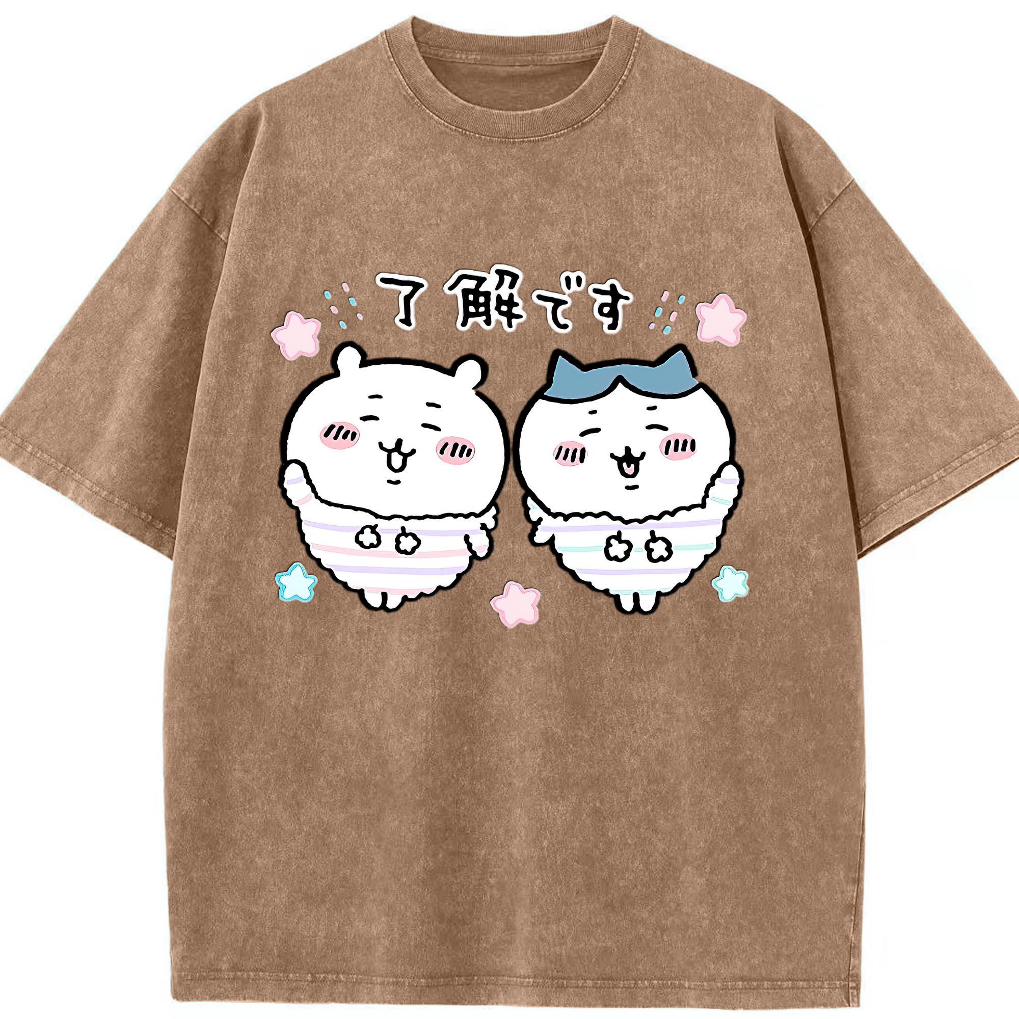 （画像用） ちいかわ ハチワレ Chii-kawa hachiware 綿100% ヴィンテージ風 半袖Tシャツ（フロントプリント）
