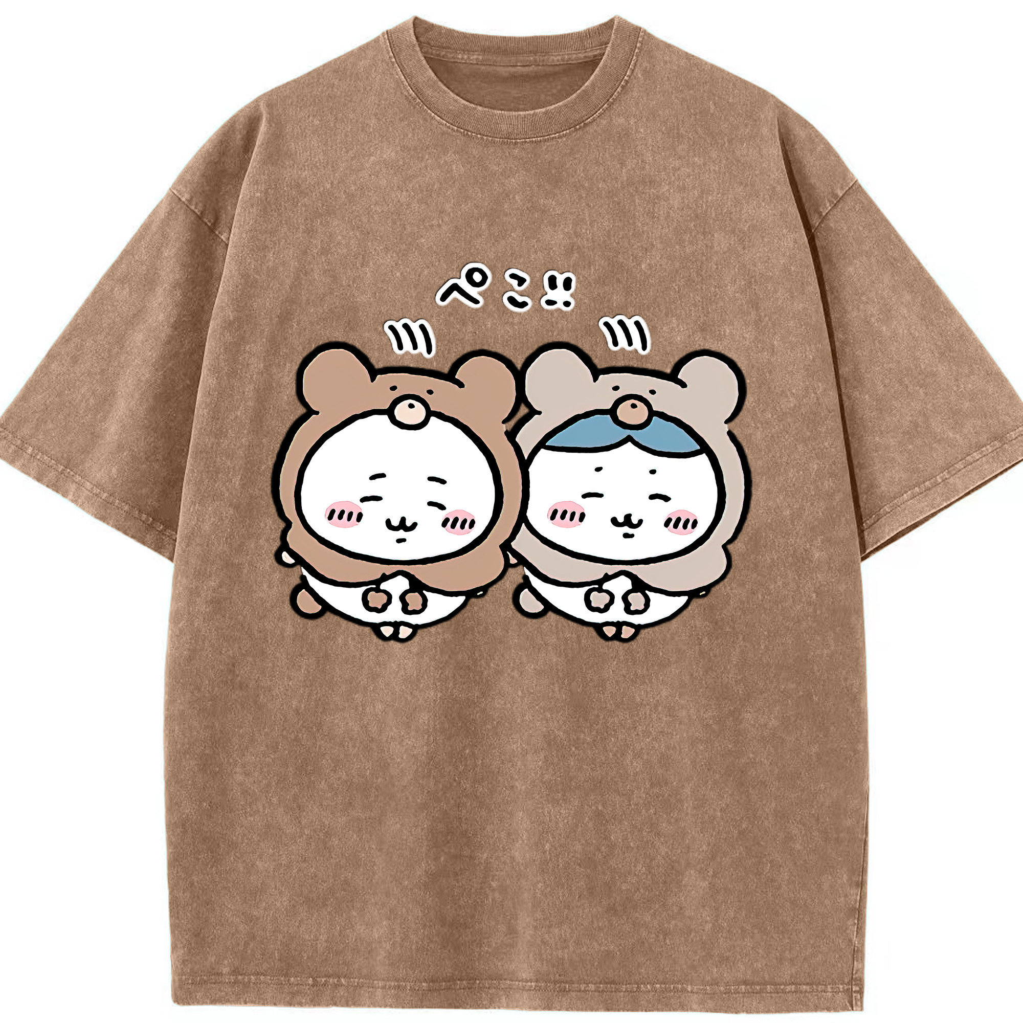 （画像用） ちいかわ ハチワレ Chii-kawa hachiware 綿100% ヴィンテージ風 半袖Tシャツ（フロントプリント）