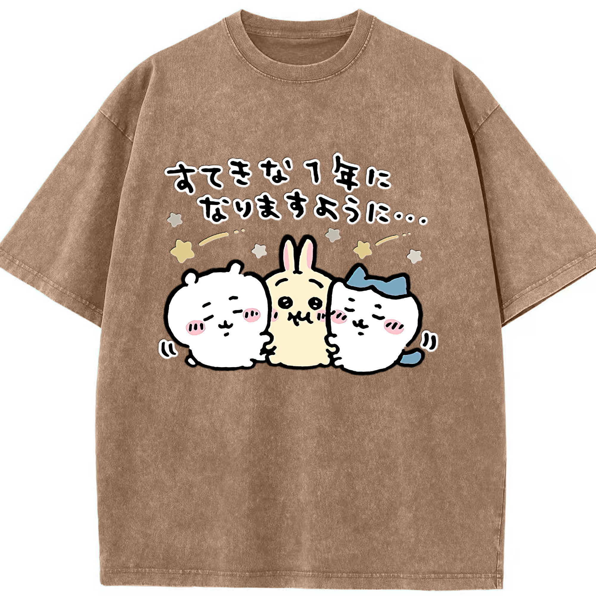 （画像用） ちいかわ ちいかわ Chii-kawa chiikawa 綿100% ヴィンテージ風 半袖Tシャツ（フロントプリント）