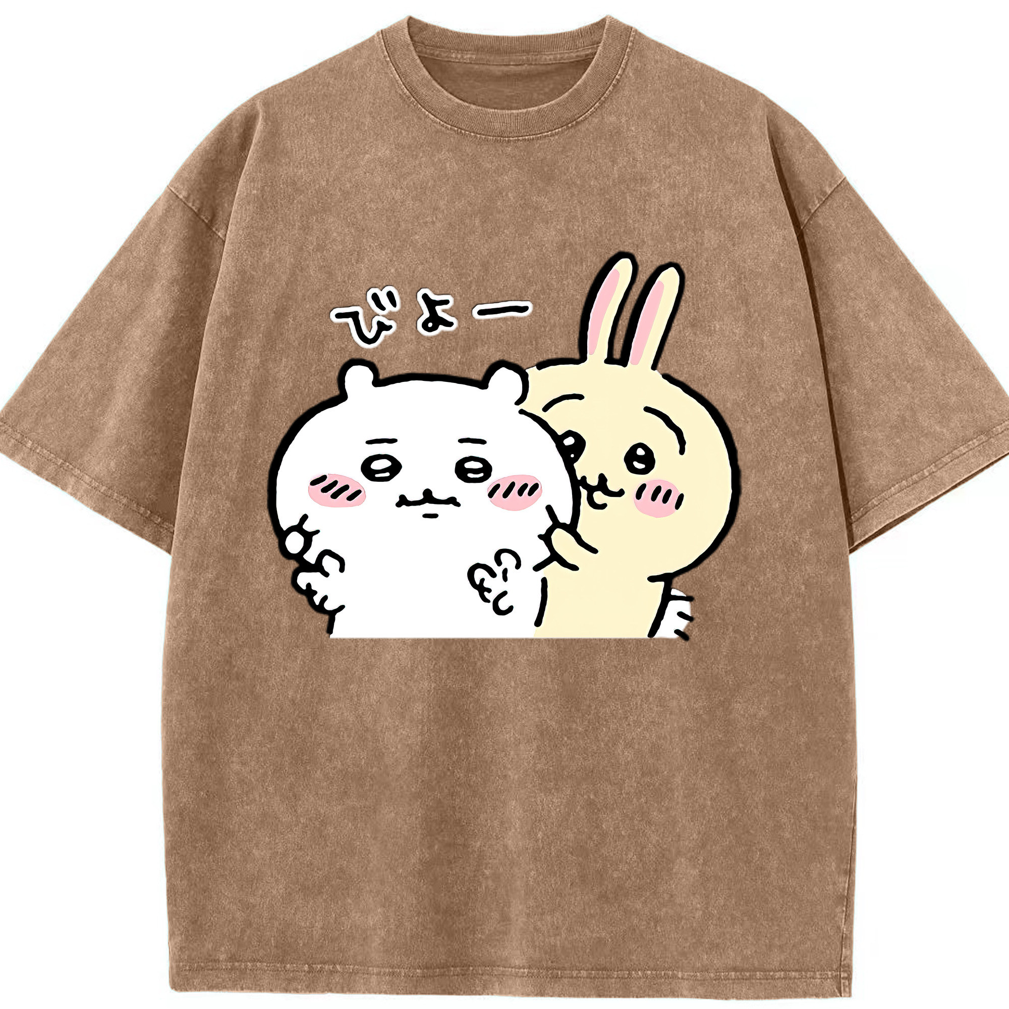 （画像用） ちいかわ うさぎ Chii-kawa usagi 綿100% ヴィンテージ風 半袖Tシャツ（フロントプリント）