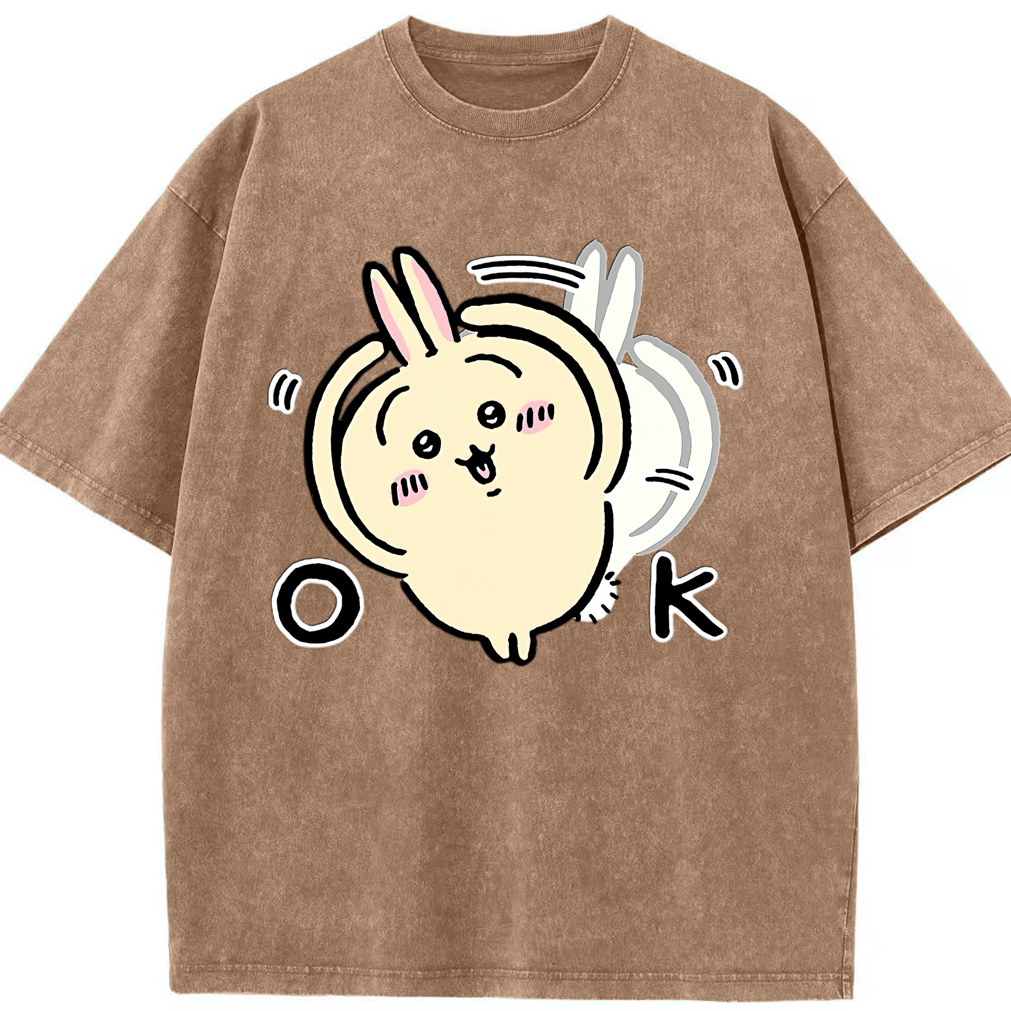 （画像用） ちいかわ うさぎ Chii-kawa usagi 綿100% ヴィンテージ風 半袖Tシャツ（フロントプリント）