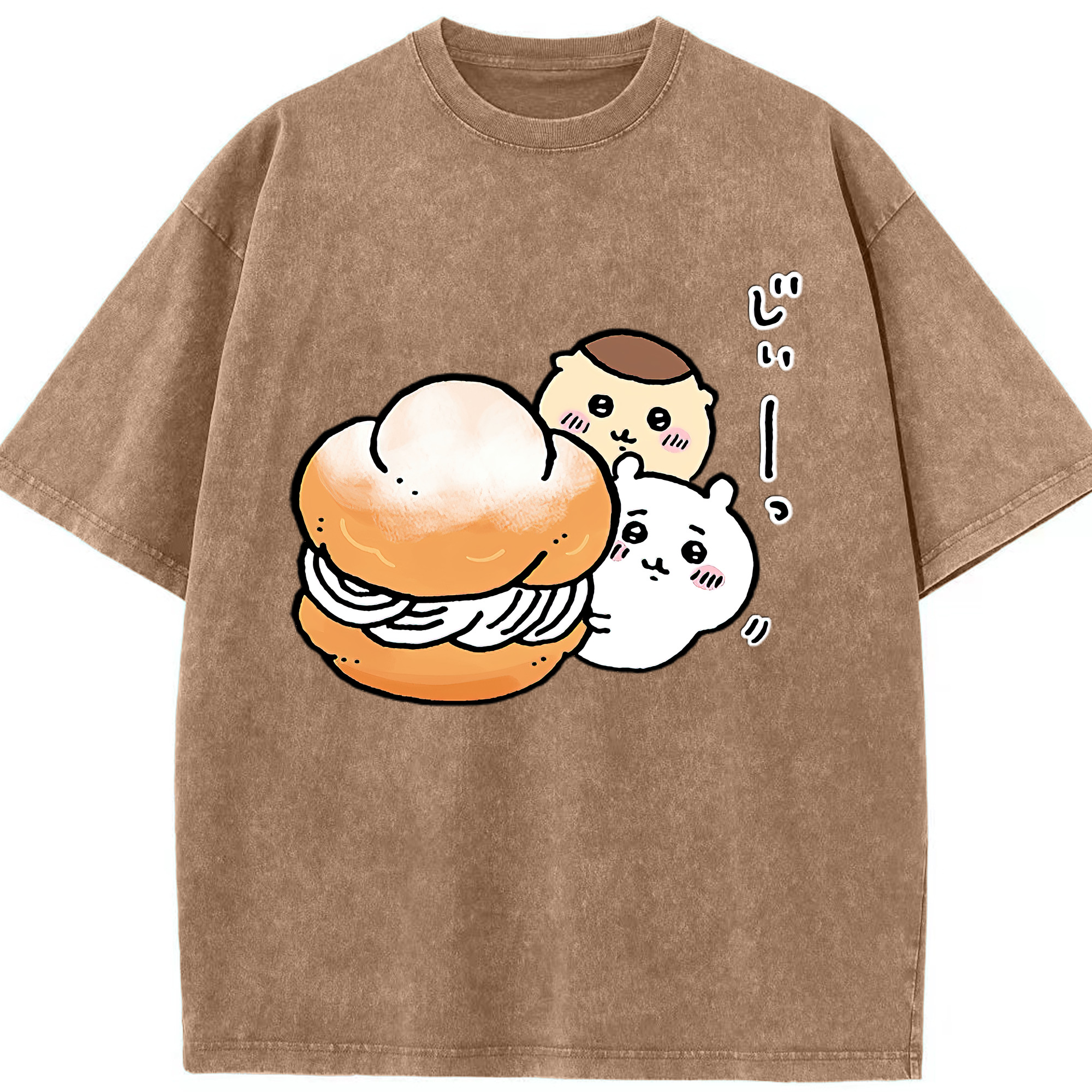 （画像用） ちいかわ くりまんじゅう Chii-kawa kuri manjū 綿100% ヴィンテージ風 半袖Tシャツ（フロントプリント）