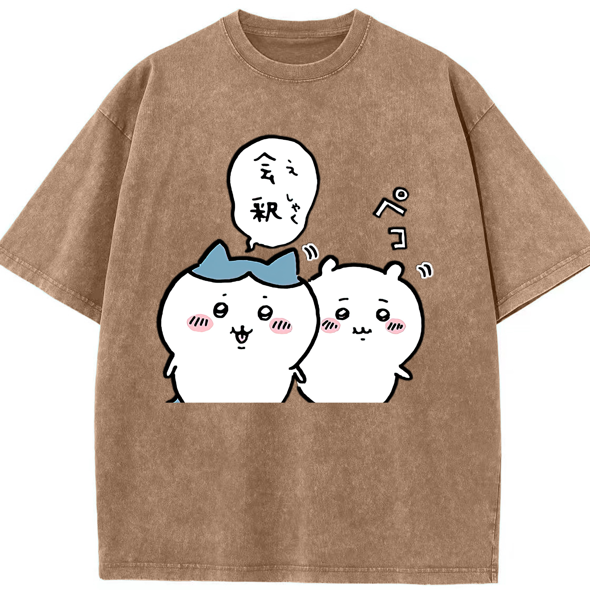 （画像用） ちいかわ ハチワレ Chii-kawa hachiware 綿100% ヴィンテージ風 半袖Tシャツ（フロントプリント）