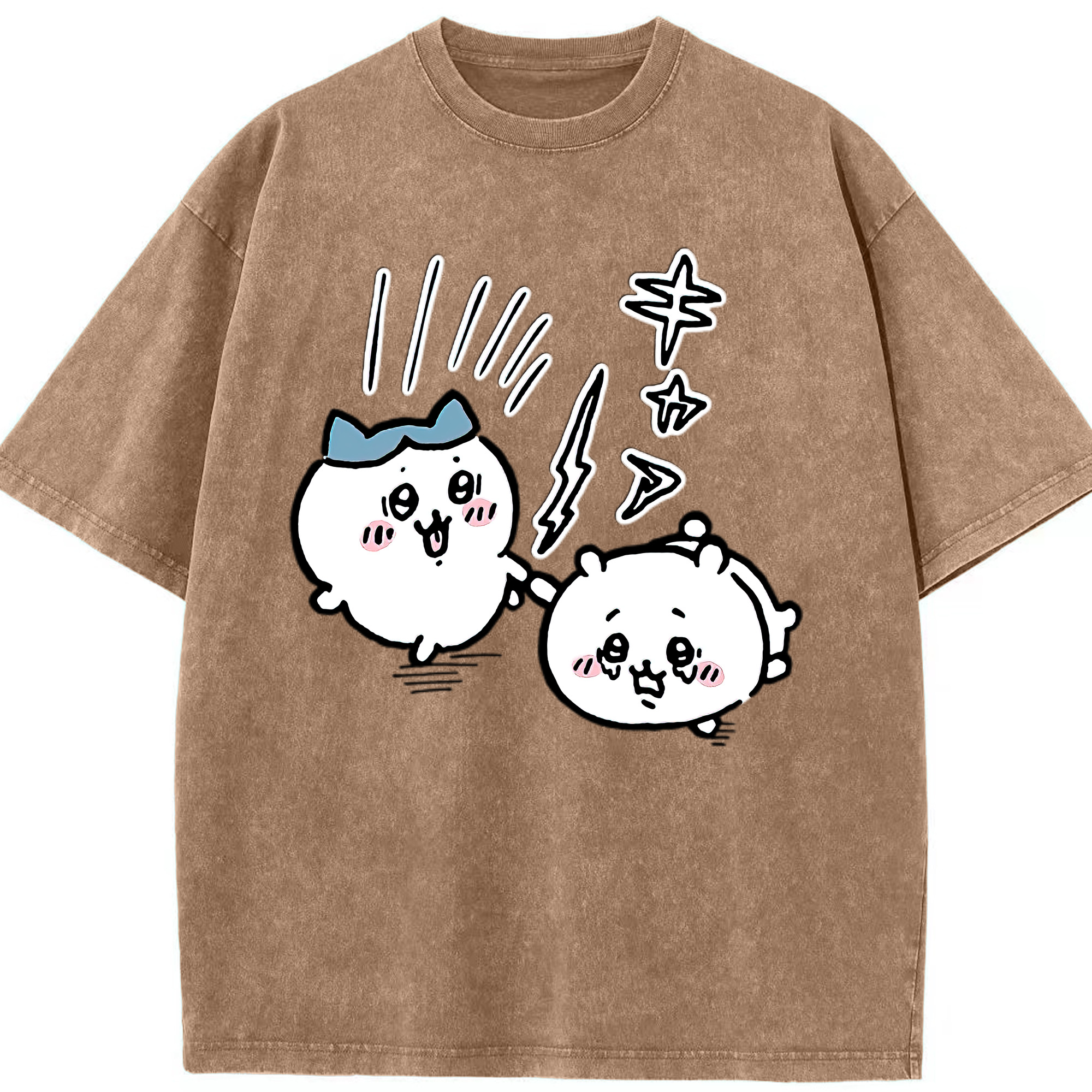 （画像用） ちいかわ ハチワレ Chii-kawa hachiware 綿100% ヴィンテージ風 半袖Tシャツ（フロントプリント）