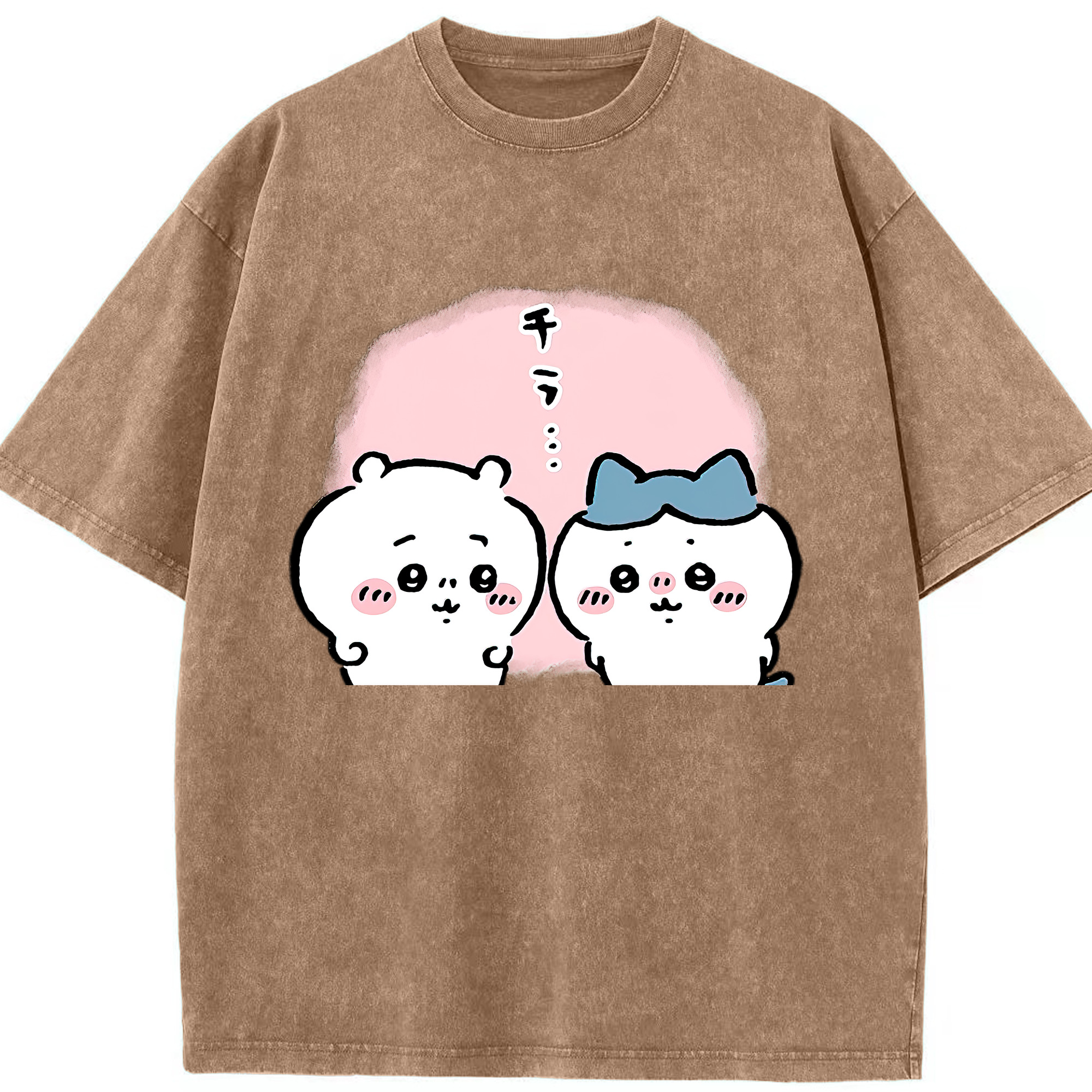 （画像用） ちいかわ ハチワレ Chii-kawa hachiware 綿100% ヴィンテージ風 半袖Tシャツ（フロントプリント）