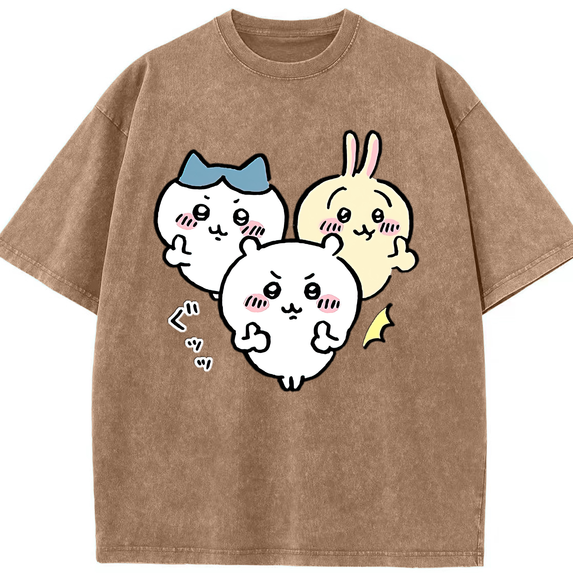 （画像用） ちいかわ うさぎ Chii-kawa usagi 綿100% ヴィンテージ風 半袖Tシャツ（フロントプリント）