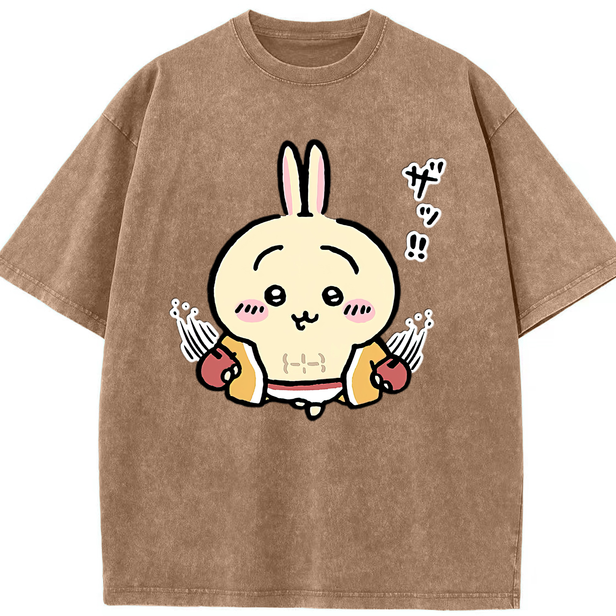 （画像用） ちいかわ うさぎ Chii-kawa usagi 綿100% ヴィンテージ風 半袖Tシャツ（フロントプリント）
