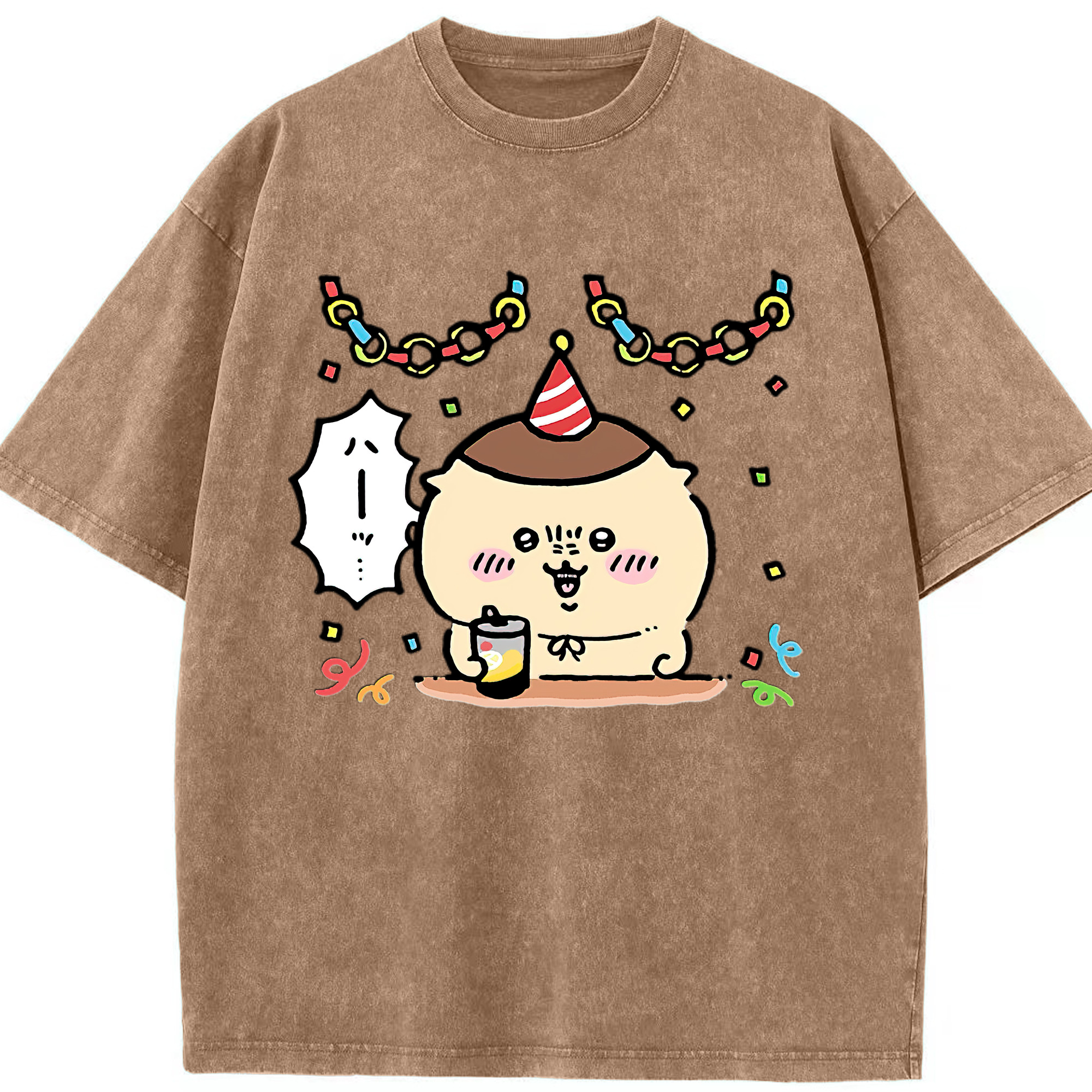 （画像用） ちいかわ くりまんじゅう Chii-kawa kuri manjū 綿100% ヴィンテージ風 半袖Tシャツ（フロントプリント）