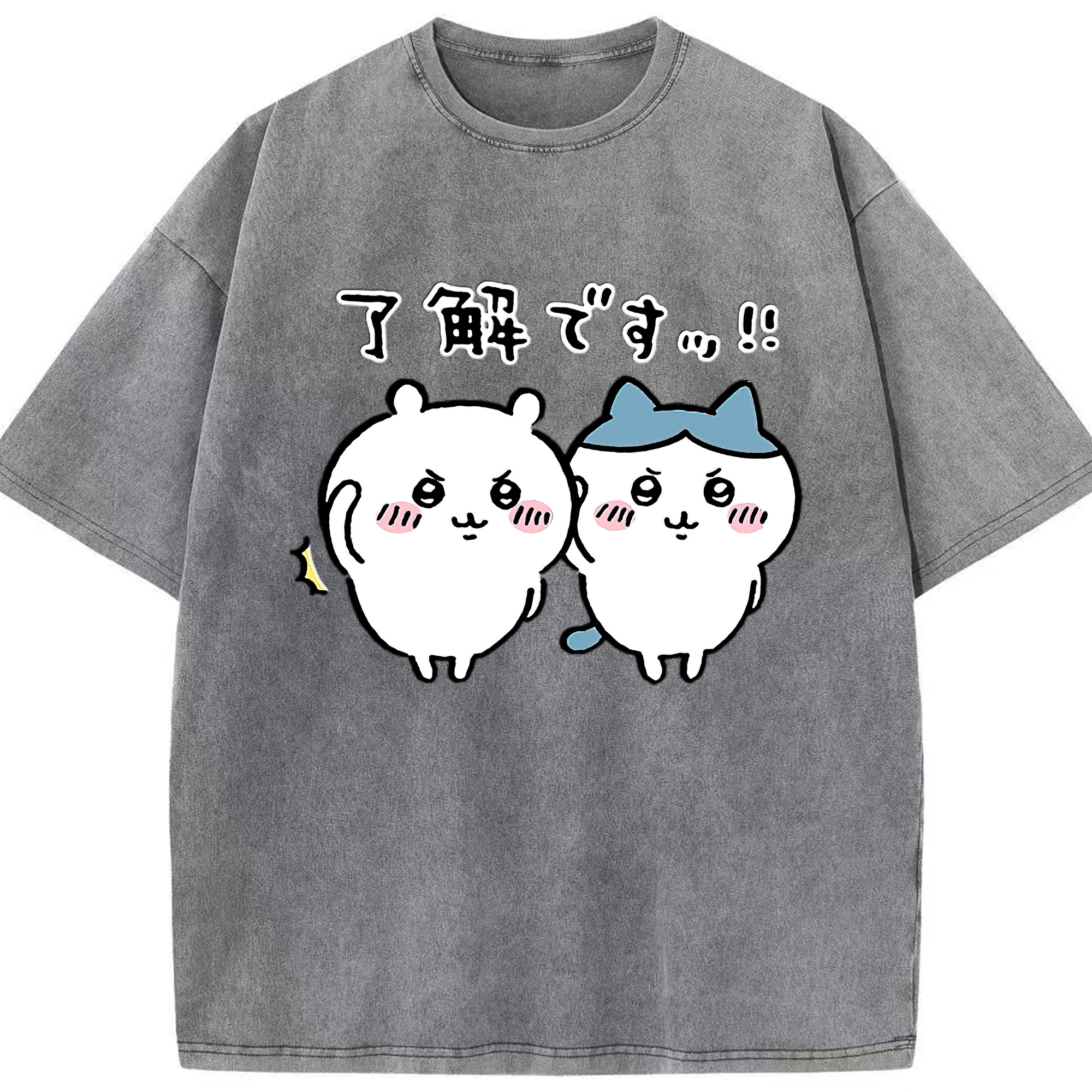 （画像用） ちいかわ ハチワレ Chii-kawa hachiware 綿100% ヴィンテージ風 半袖Tシャツ（フロントプリント）