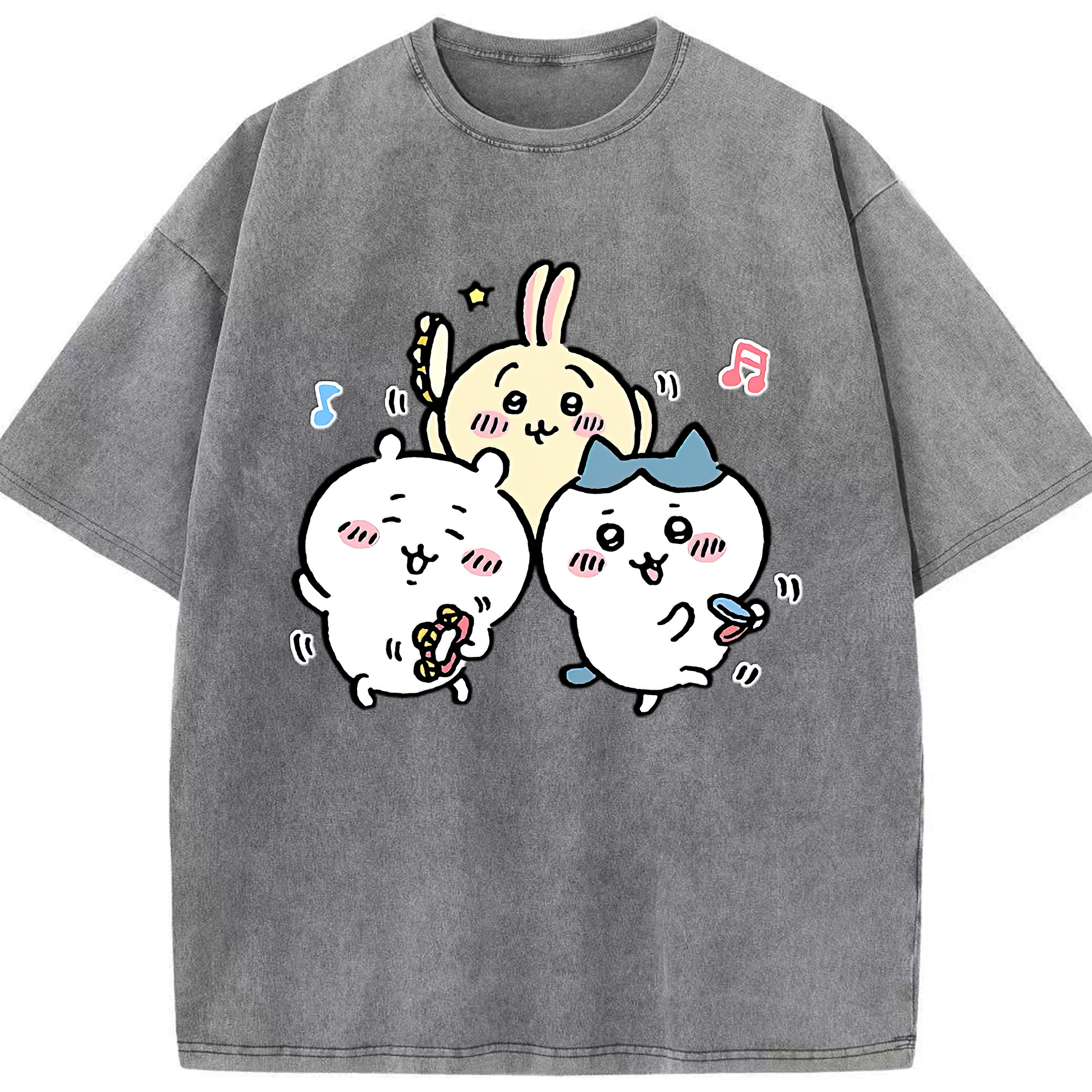 （画像用） ちいかわ ハチワレ Chii-kawa hachiware 綿100% ヴィンテージ風 半袖Tシャツ（フロントプリント）