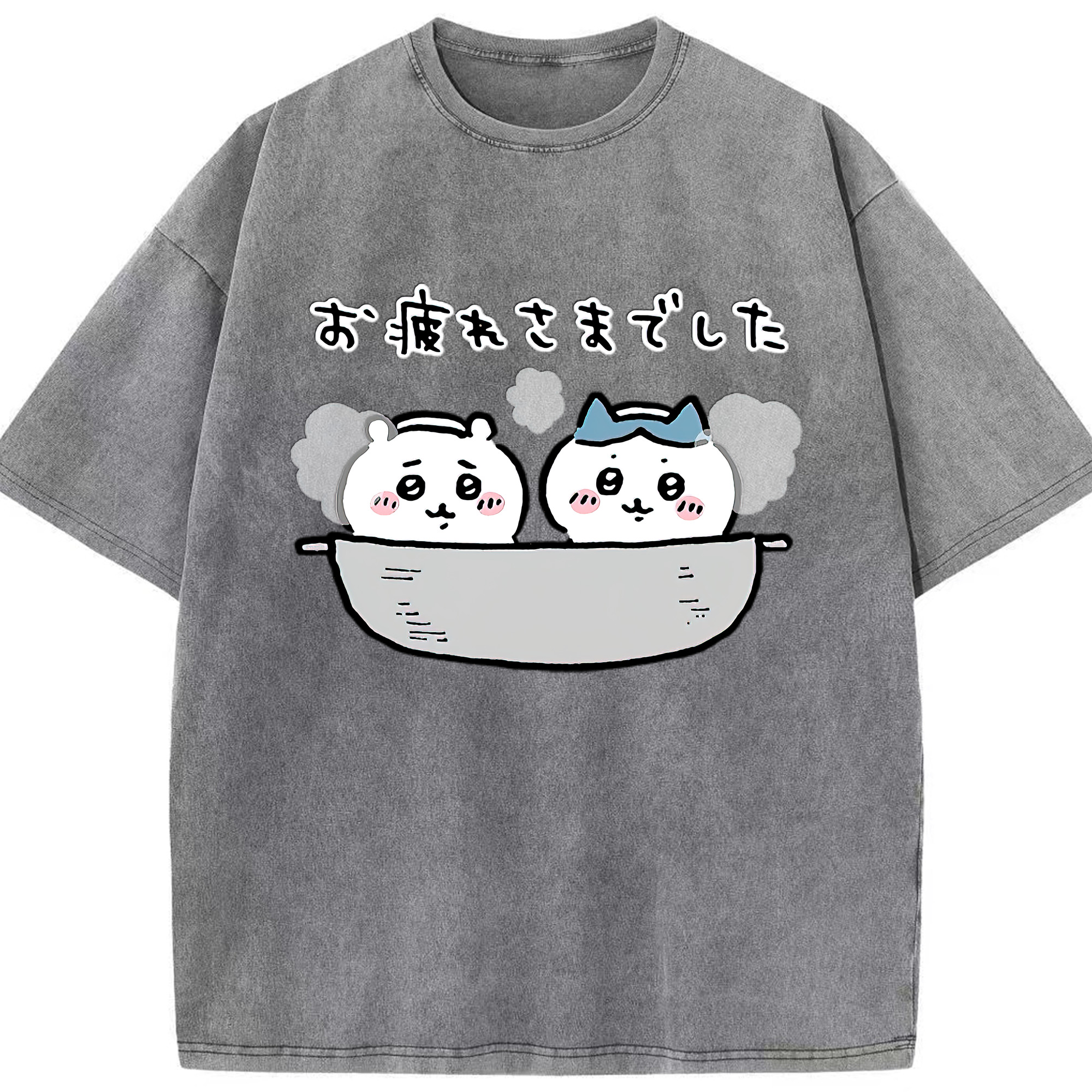 （画像用） ちいかわ ハチワレ Chii-kawa hachiware 綿100% ヴィンテージ風 半袖Tシャツ（フロントプリント）