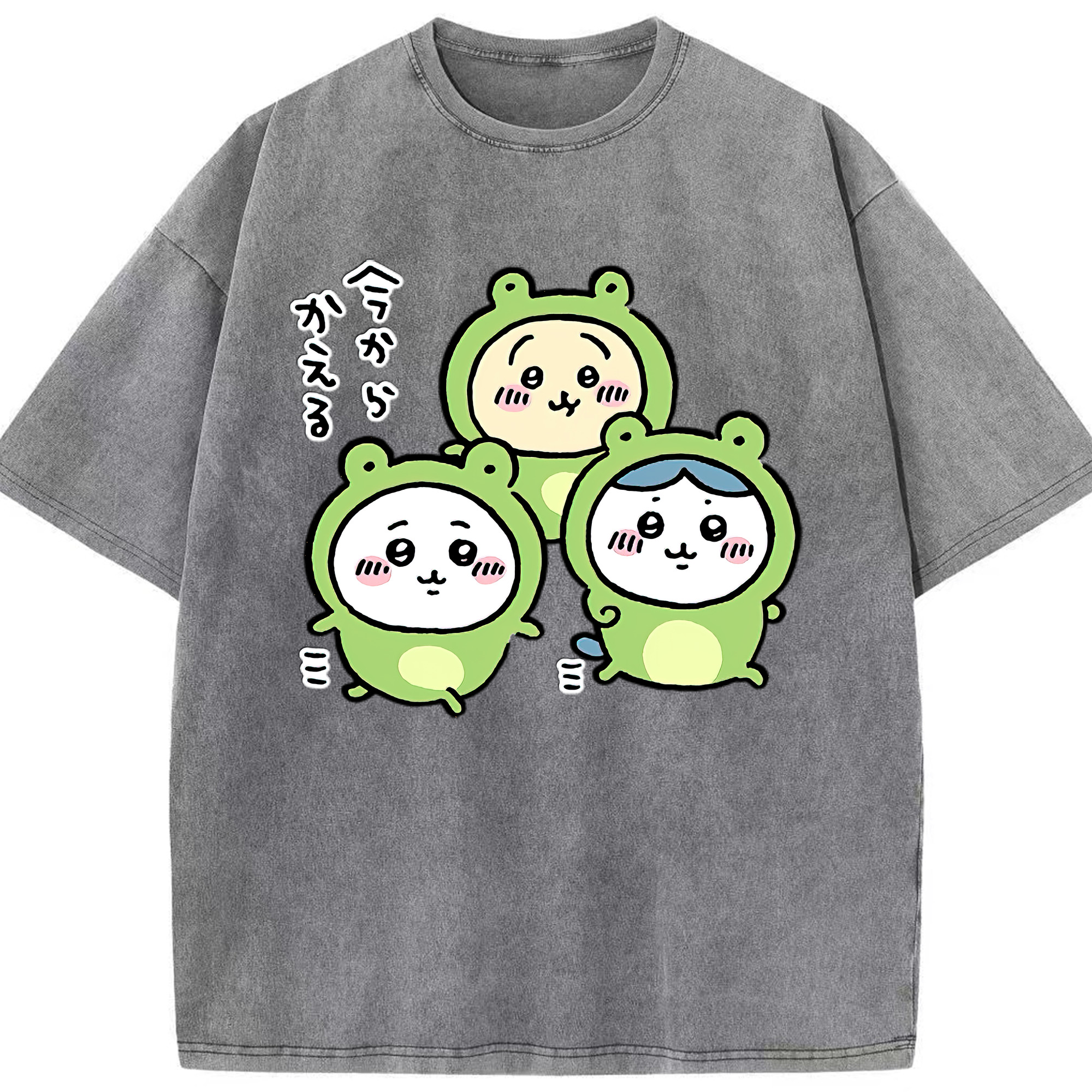 （画像用） ちいかわ ハチワレ Chii-kawa hachiware 綿100% ヴィンテージ風 半袖Tシャツ（フロントプリント）