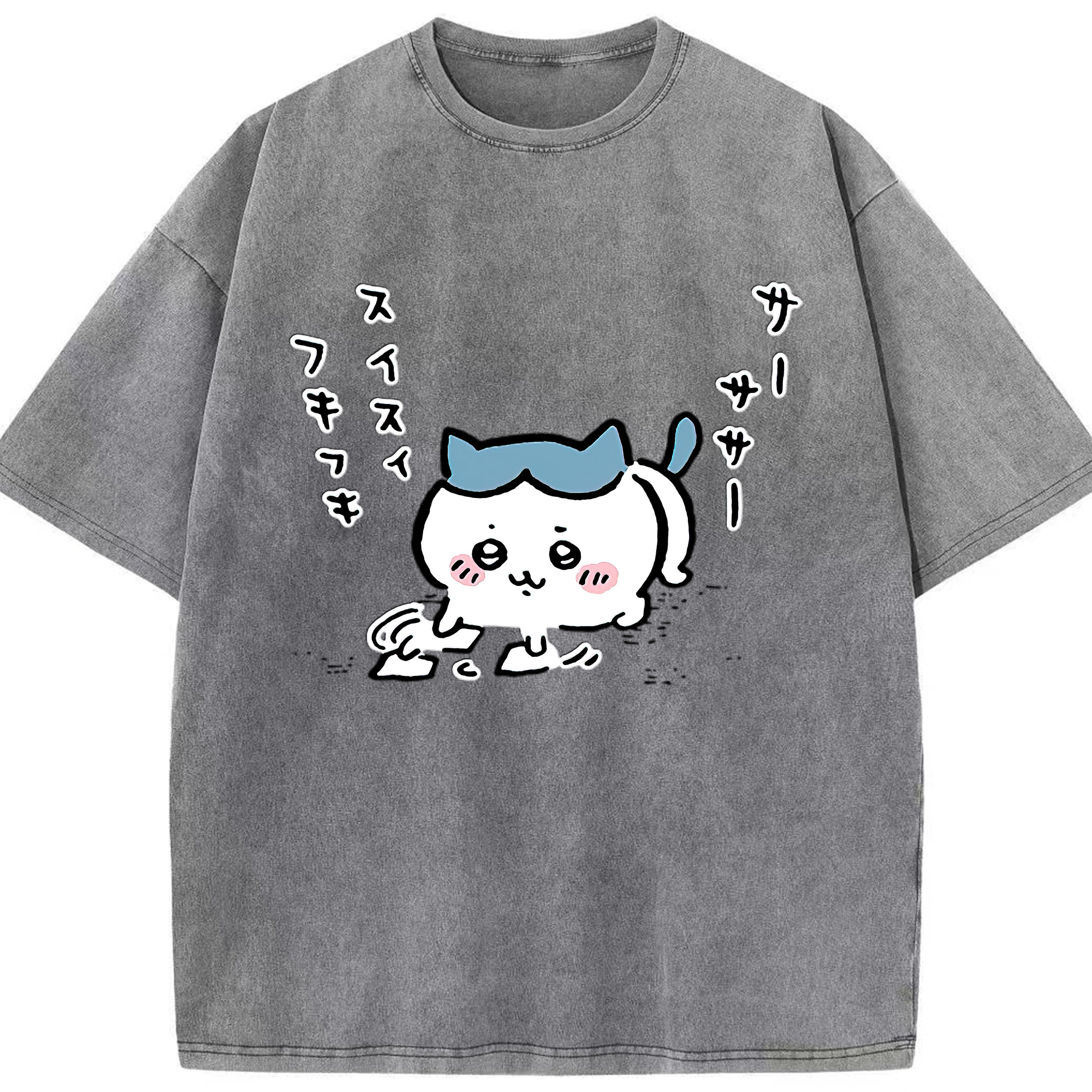 （画像用） ちいかわ ハチワレ Chii-kawa hachiware 綿100% ヴィンテージ風 半袖Tシャツ（フロントプリント）