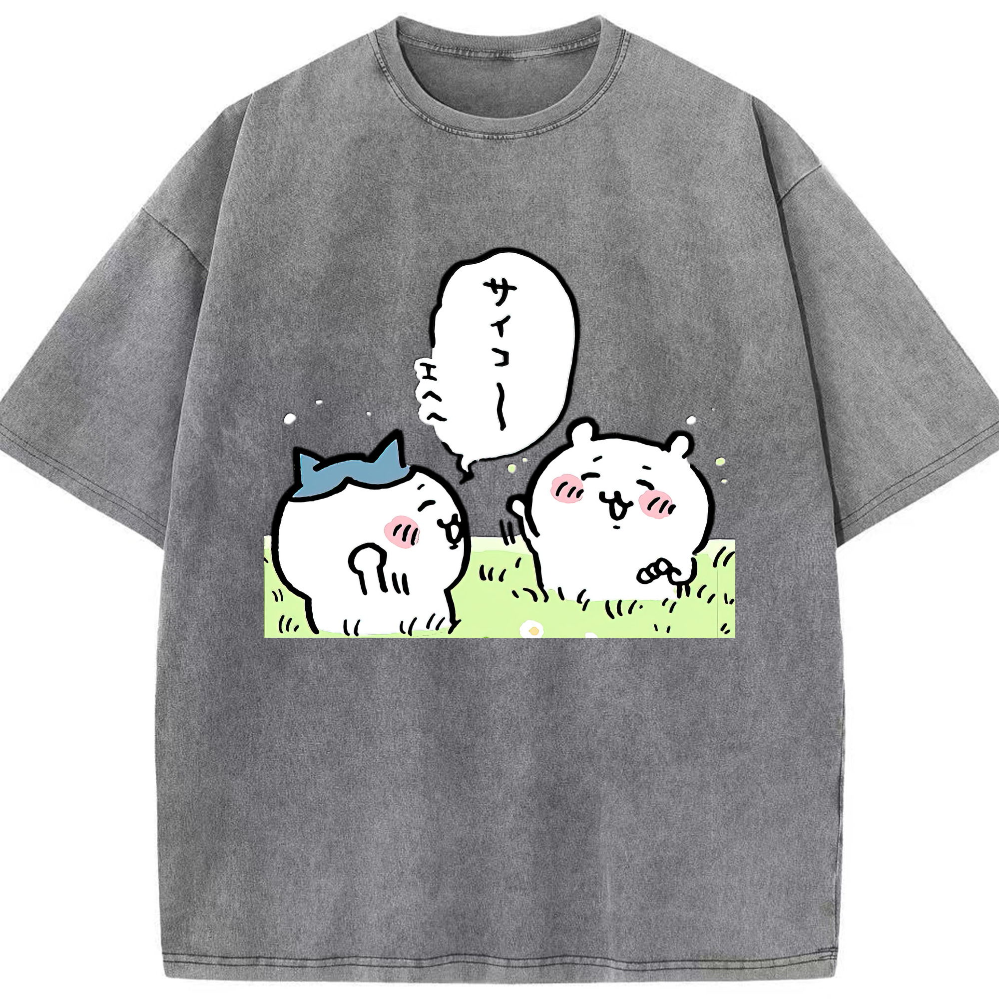（画像用） ちいかわ ちいかわ Chii-kawa chiikawa 綿100% ヴィンテージ風 半袖Tシャツ（フロントプリント）