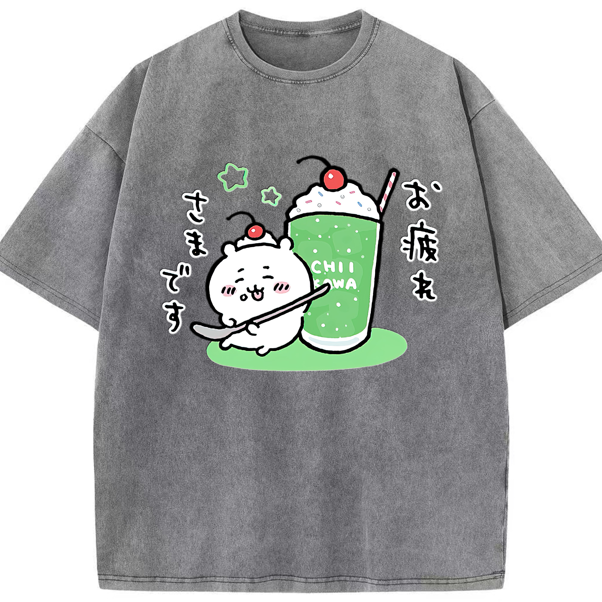 （画像用） ちいかわ ちいかわ Chii-kawa chiikawa 綿100% ヴィンテージ風 半袖Tシャツ（フロントプリント）