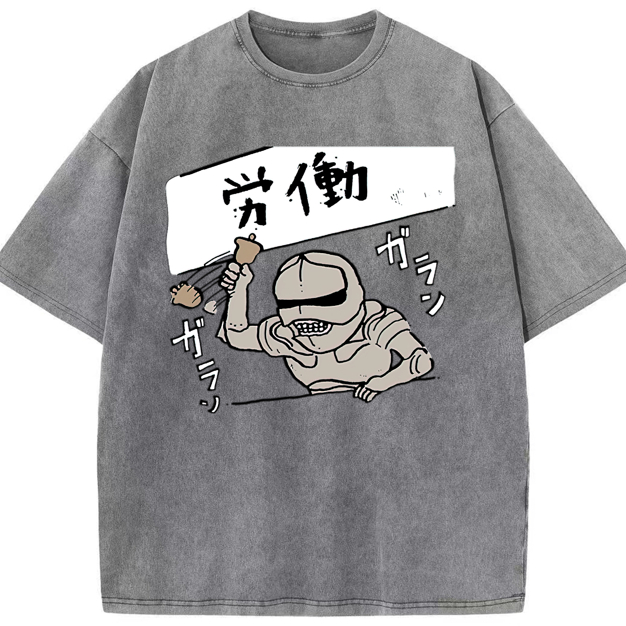 （画像用） ちいかわ 労働の鎧さん Chii-kawa Mr. Armor of Labor 綿100% ヴィンテージ風 半袖Tシャツ（フロントプリント）