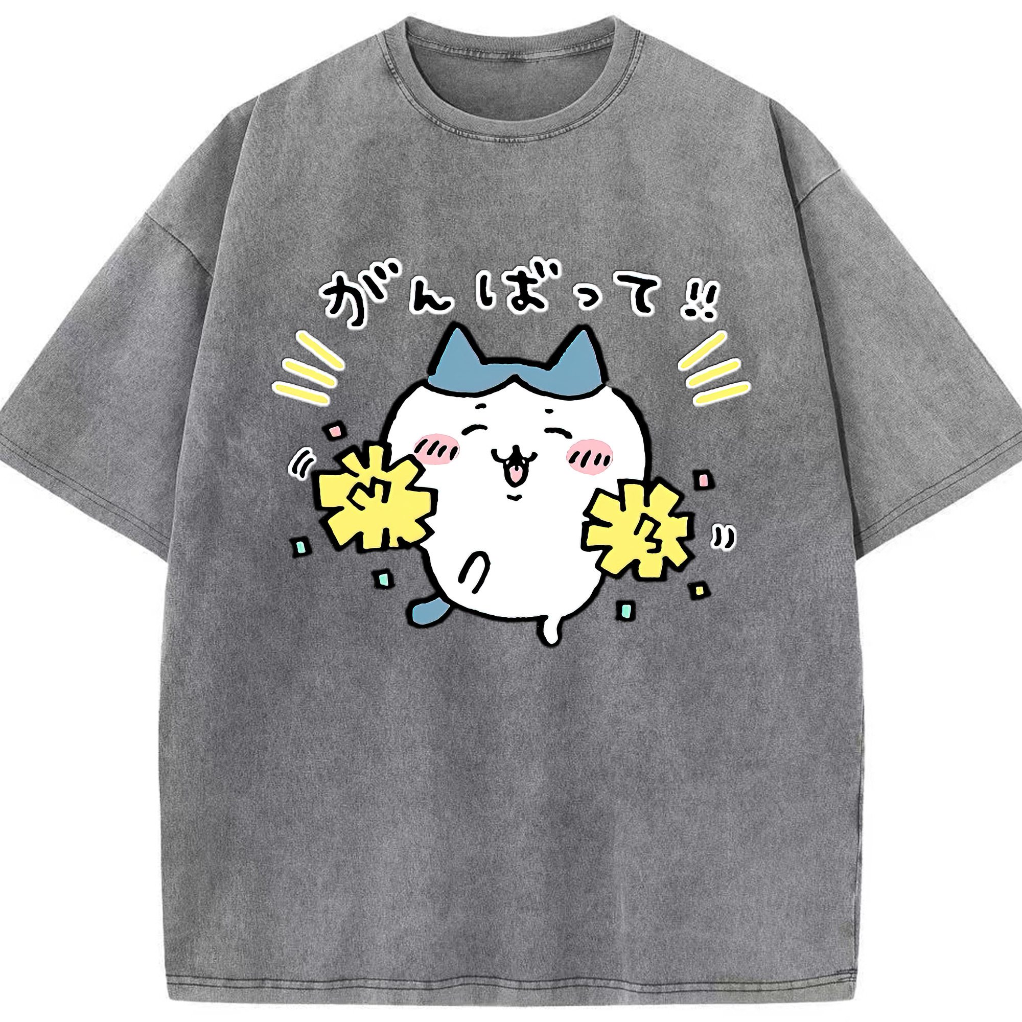 （画像用） ちいかわ ハチワレ Chii-kawa hachiware 綿100% ヴィンテージ風 半袖Tシャツ（フロントプリント）