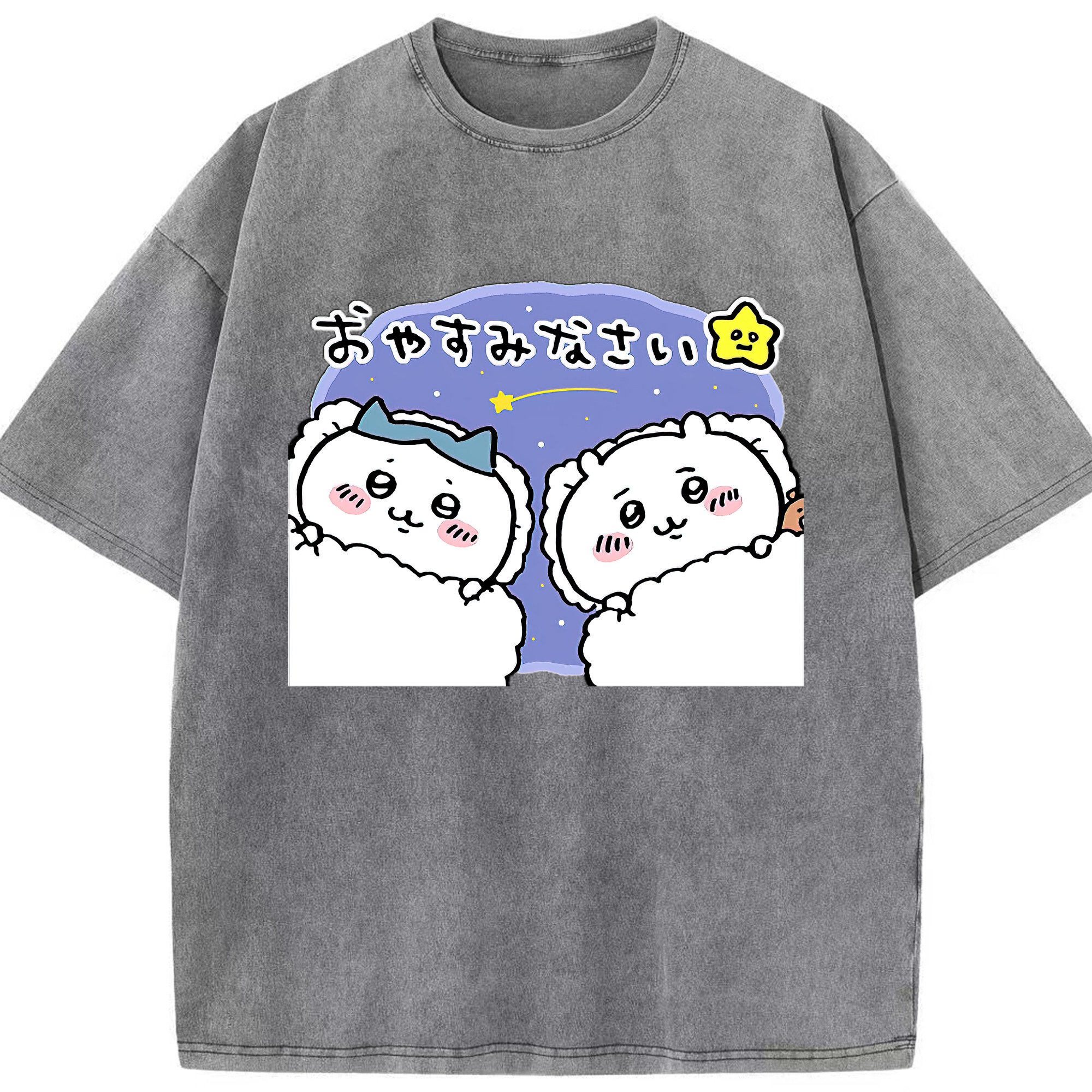 （画像用） ちいかわ ハチワレ Chii-kawa hachiware 綿100% ヴィンテージ風 半袖Tシャツ（フロントプリント）