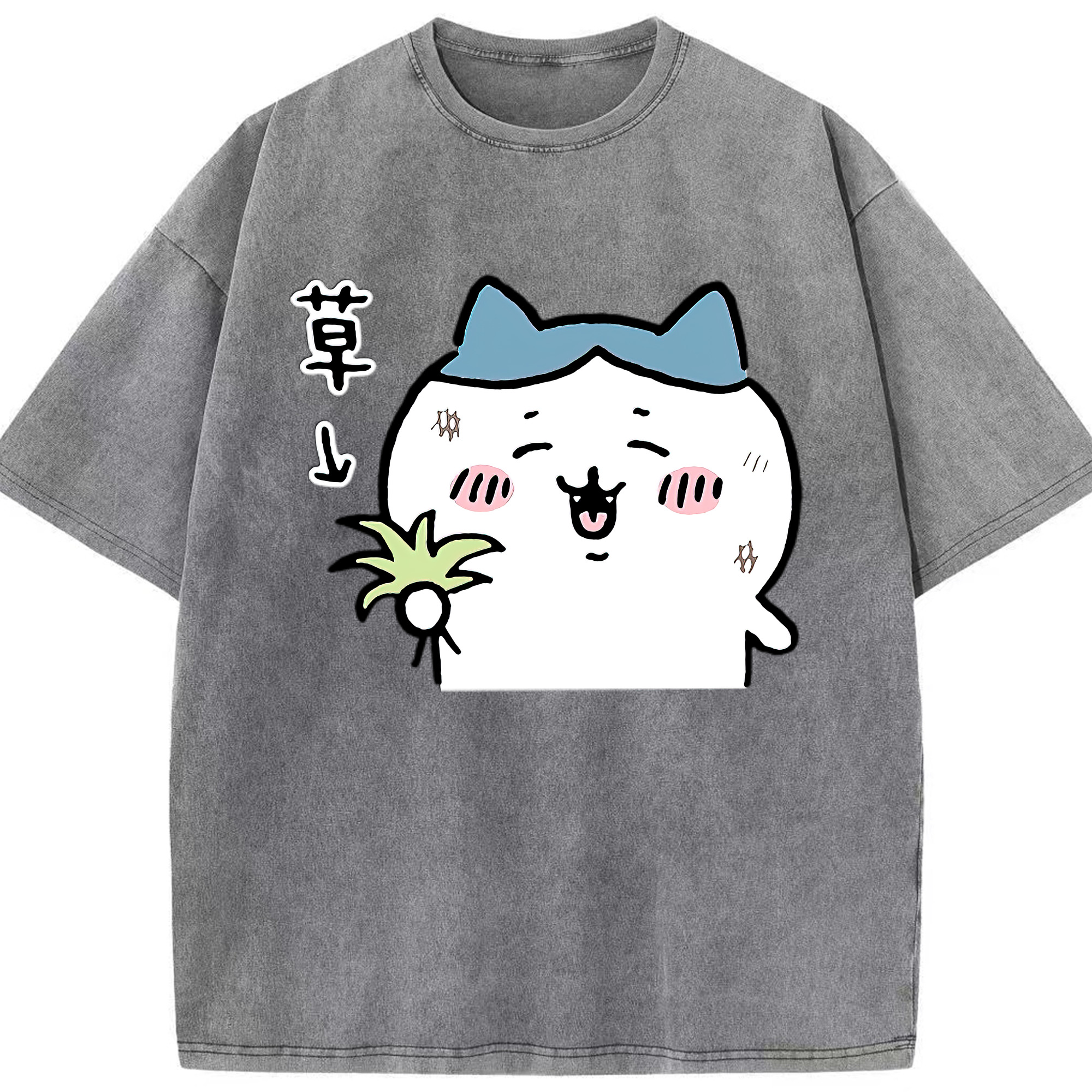 （画像用） ちいかわ ハチワレ Chii-kawa hachiware 綿100% ヴィンテージ風 半袖Tシャツ（フロントプリント）