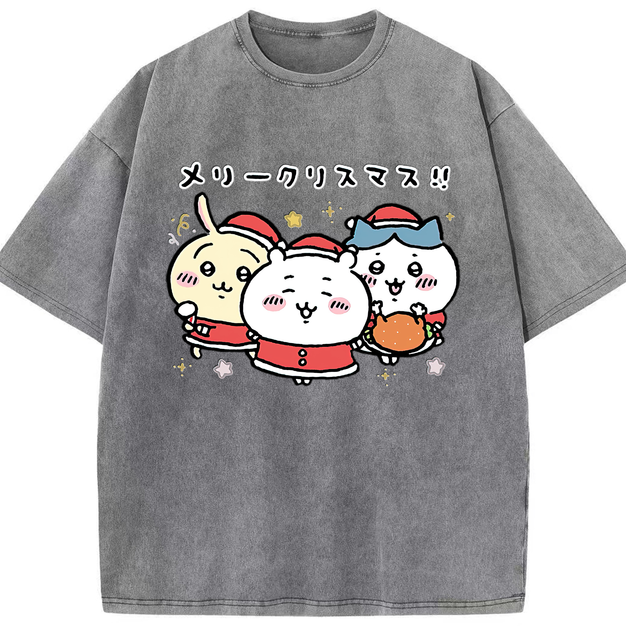 （画像用） ちいかわ ハチワレ Chii-kawa hachiware 綿100% ヴィンテージ風 半袖Tシャツ（フロントプリント）