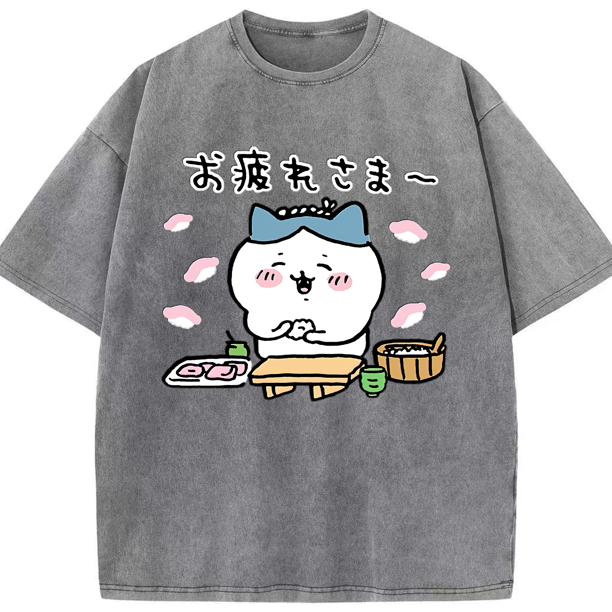 （画像用） ちいかわ ハチワレ Chii-kawa hachiware 綿100% ヴィンテージ風 半袖Tシャツ（フロントプリント）