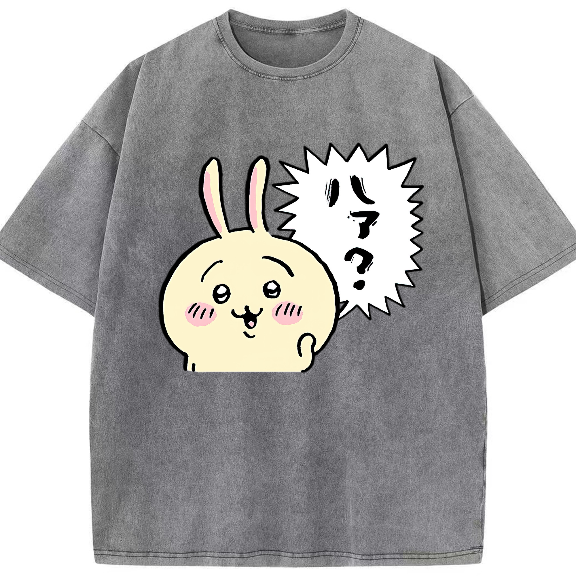 （画像用） ちいかわ うさぎ Chii-kawa usagi 綿100% ヴィンテージ風 半袖Tシャツ（フロントプリント）