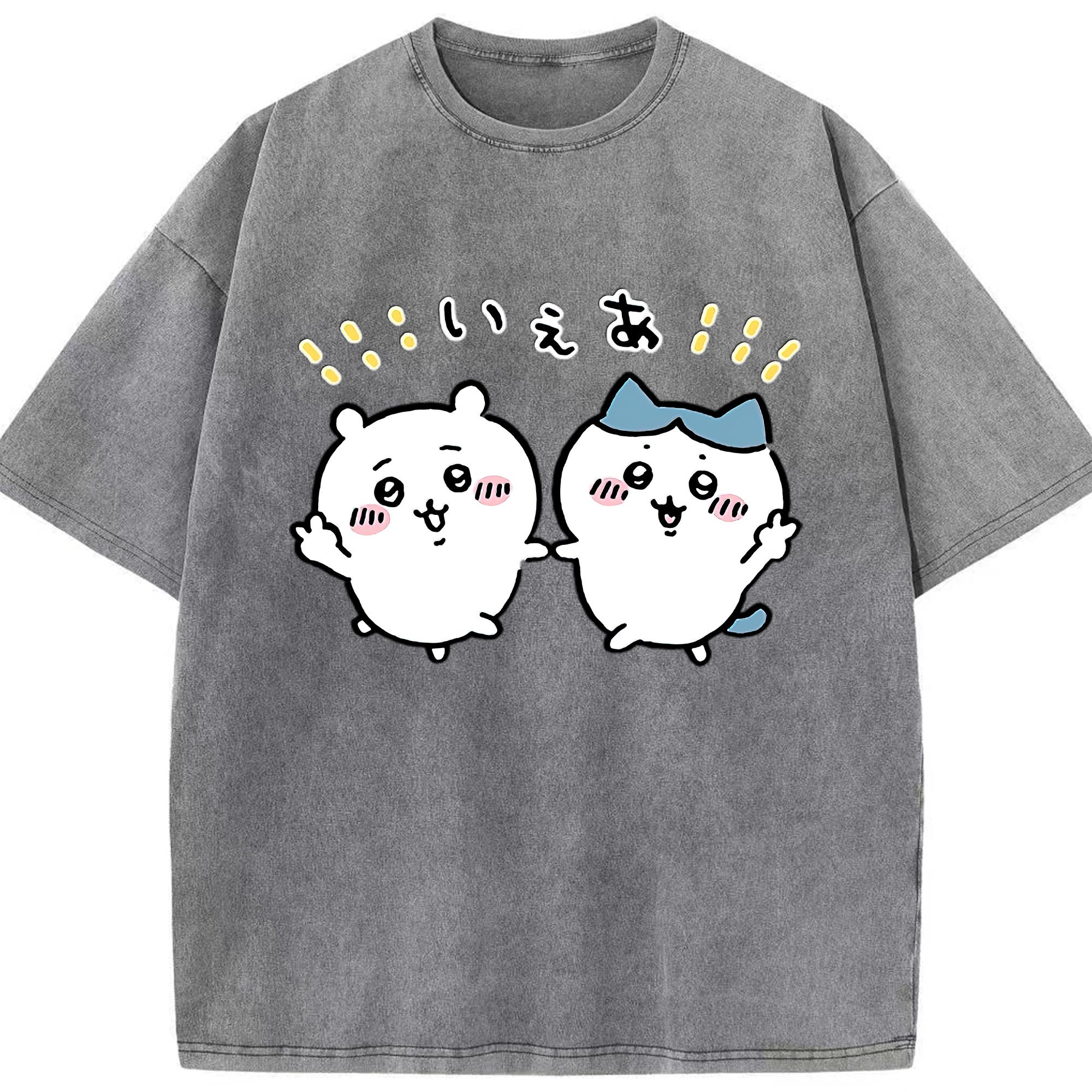 （画像用） ちいかわ ハチワレ Chii-kawa hachiware 綿100% ヴィンテージ風 半袖Tシャツ（フロントプリント）