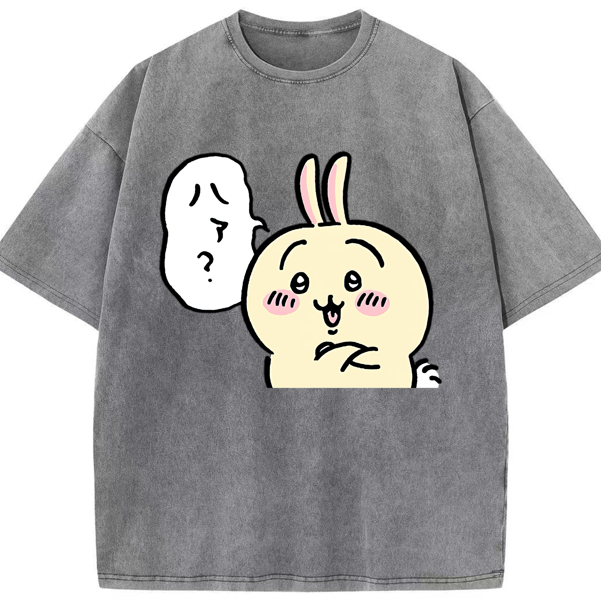 （画像用） ちいかわ うさぎ Chii-kawa usagi 綿100% ヴィンテージ風 半袖Tシャツ（フロントプリント）