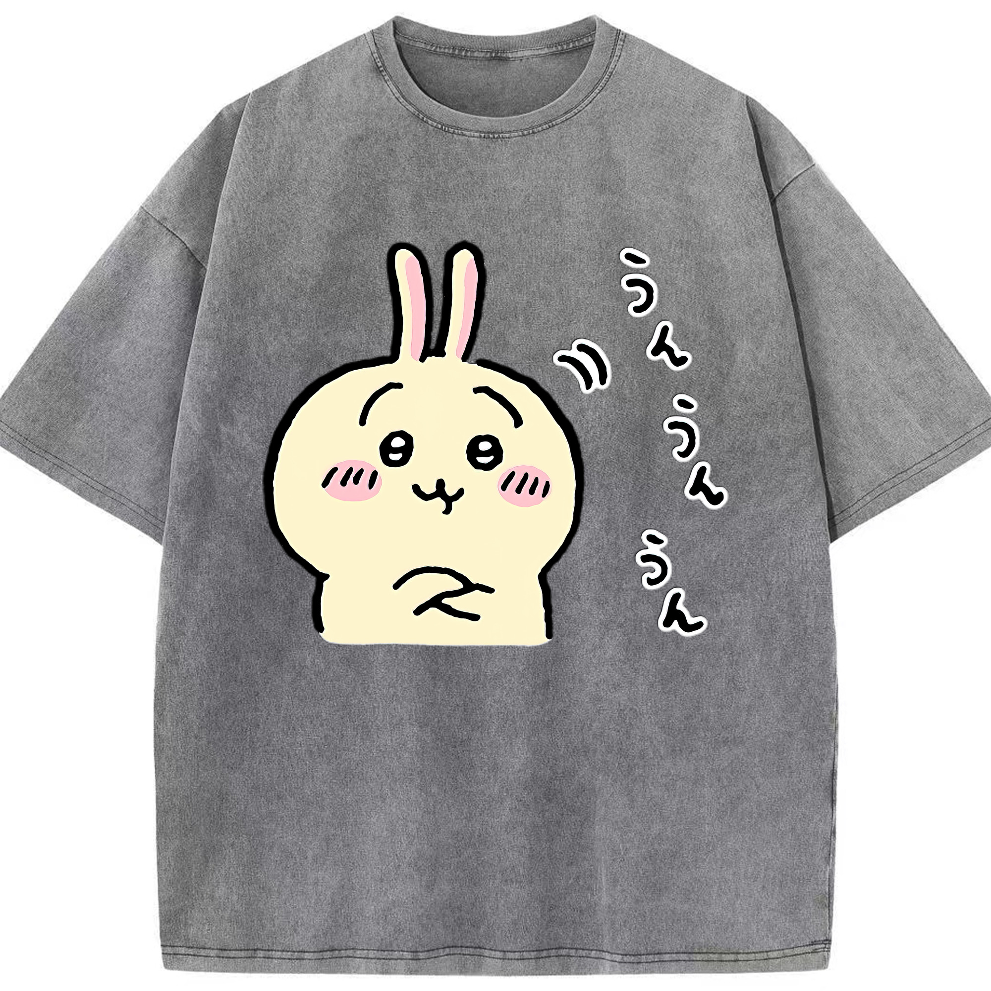 （画像用） ちいかわ うさぎ Chii-kawa usagi 綿100% ヴィンテージ風 半袖Tシャツ（フロントプリント）